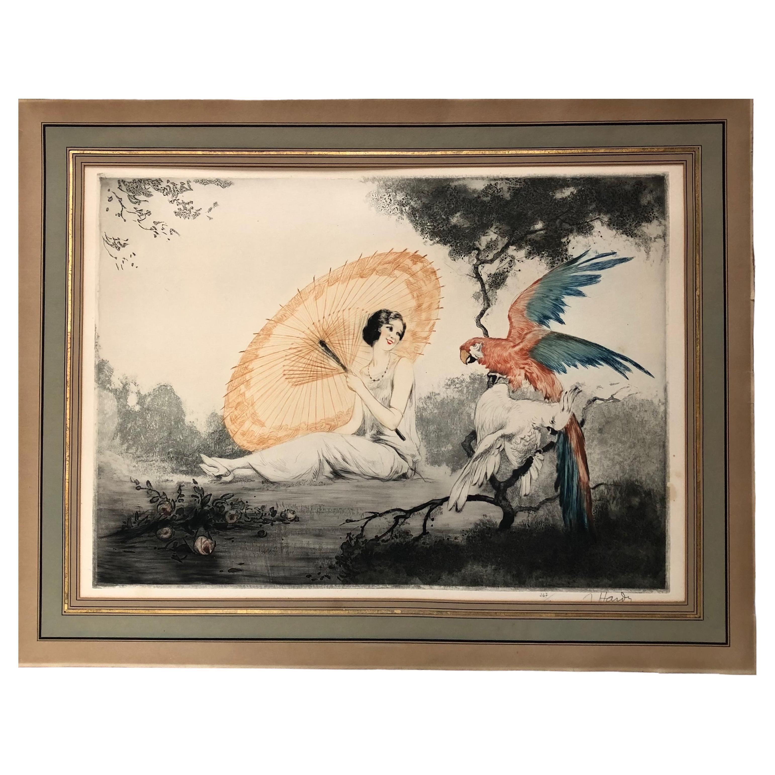 Gravur im Art déco-Stil von Jean Hardy Louis Icart School im Angebot