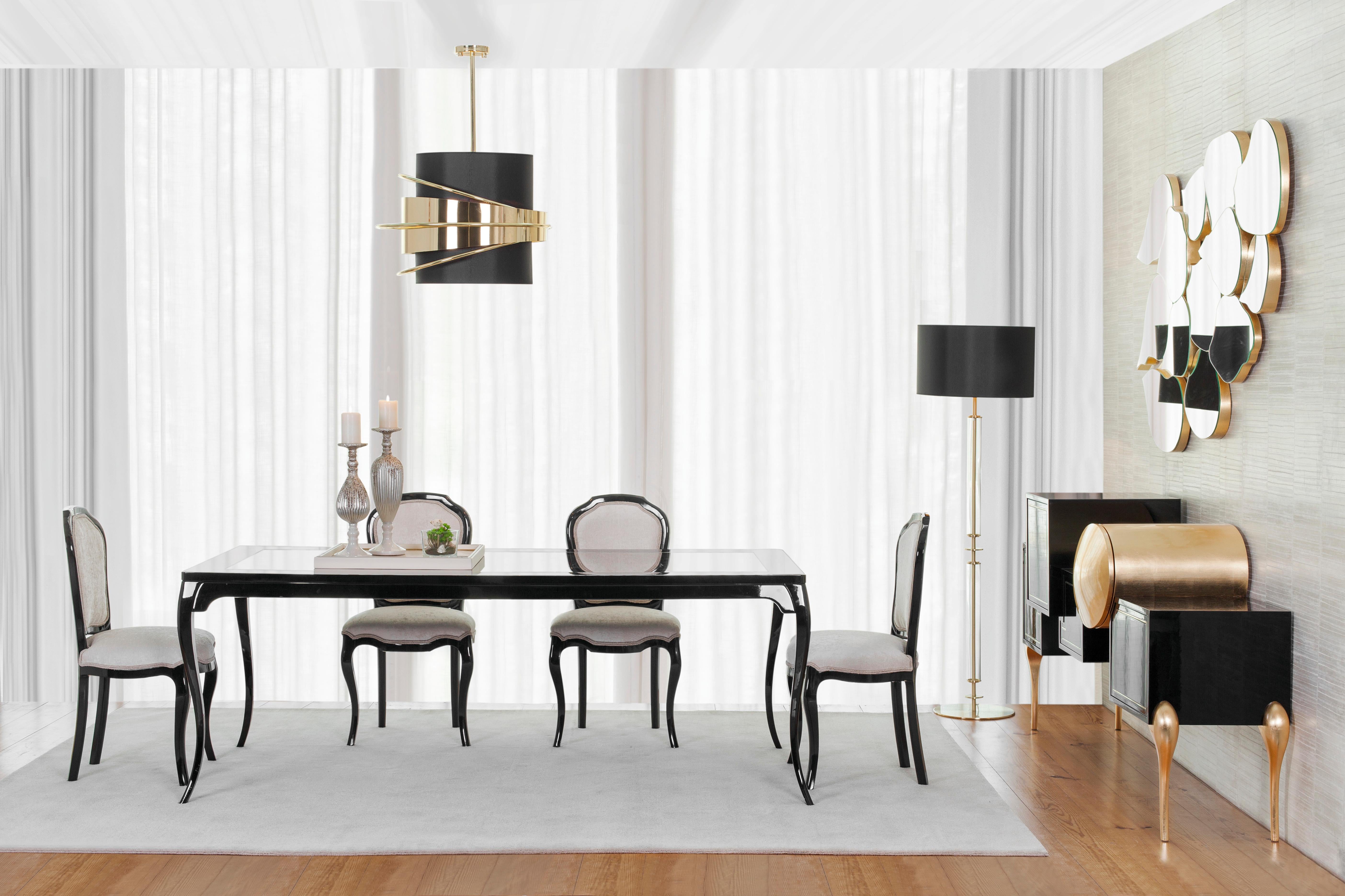 Ottone Lampadario a sospensione Art Deco Enlace in ottone nero realizzato a mano in Portogallo Greenapple in vendita