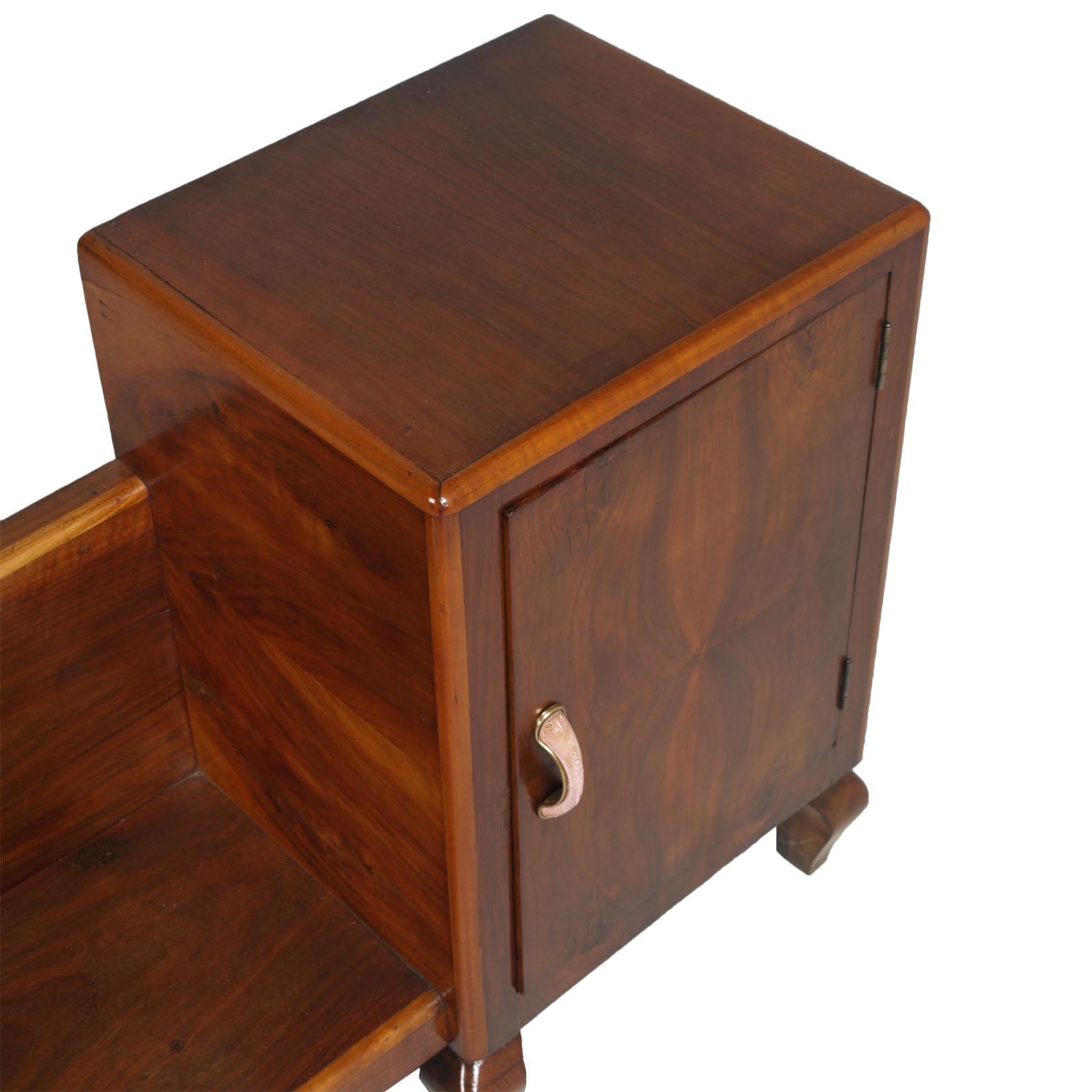 Italian Art Deco Entrance Cabinet, Console in Walnut Restored and Published to Wax
