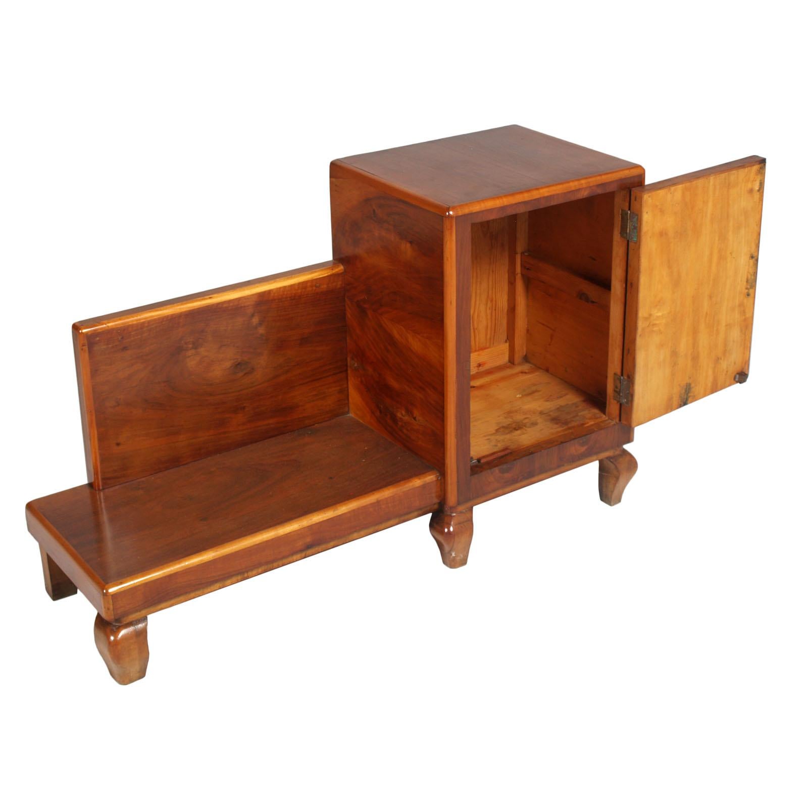 Mid-20th Century Art Deco Entrance Cabinet, Console in Walnut Restored and Published to Wax