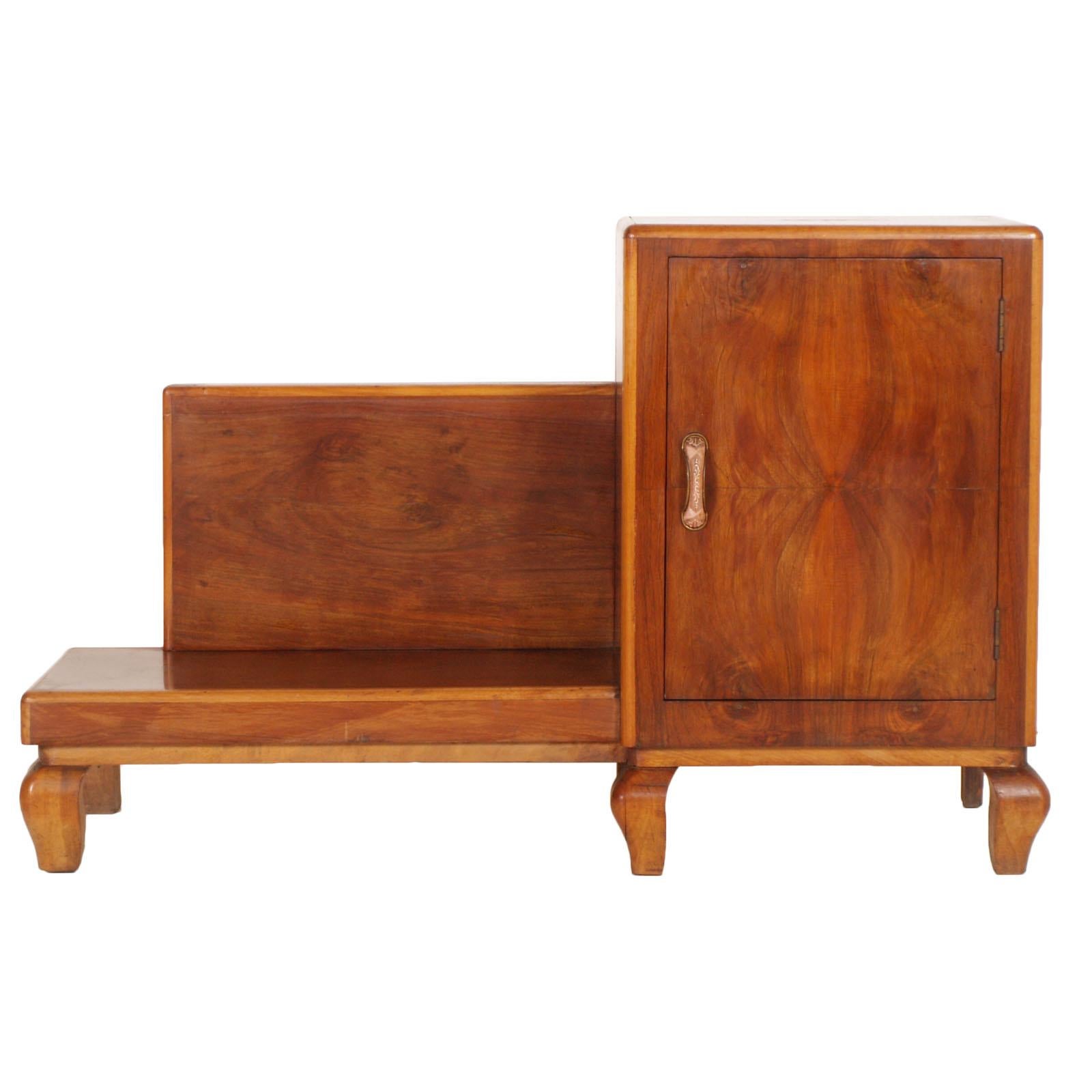 Art Deco Entrance Cabinet, Console in Walnut Restored and Published to Wax