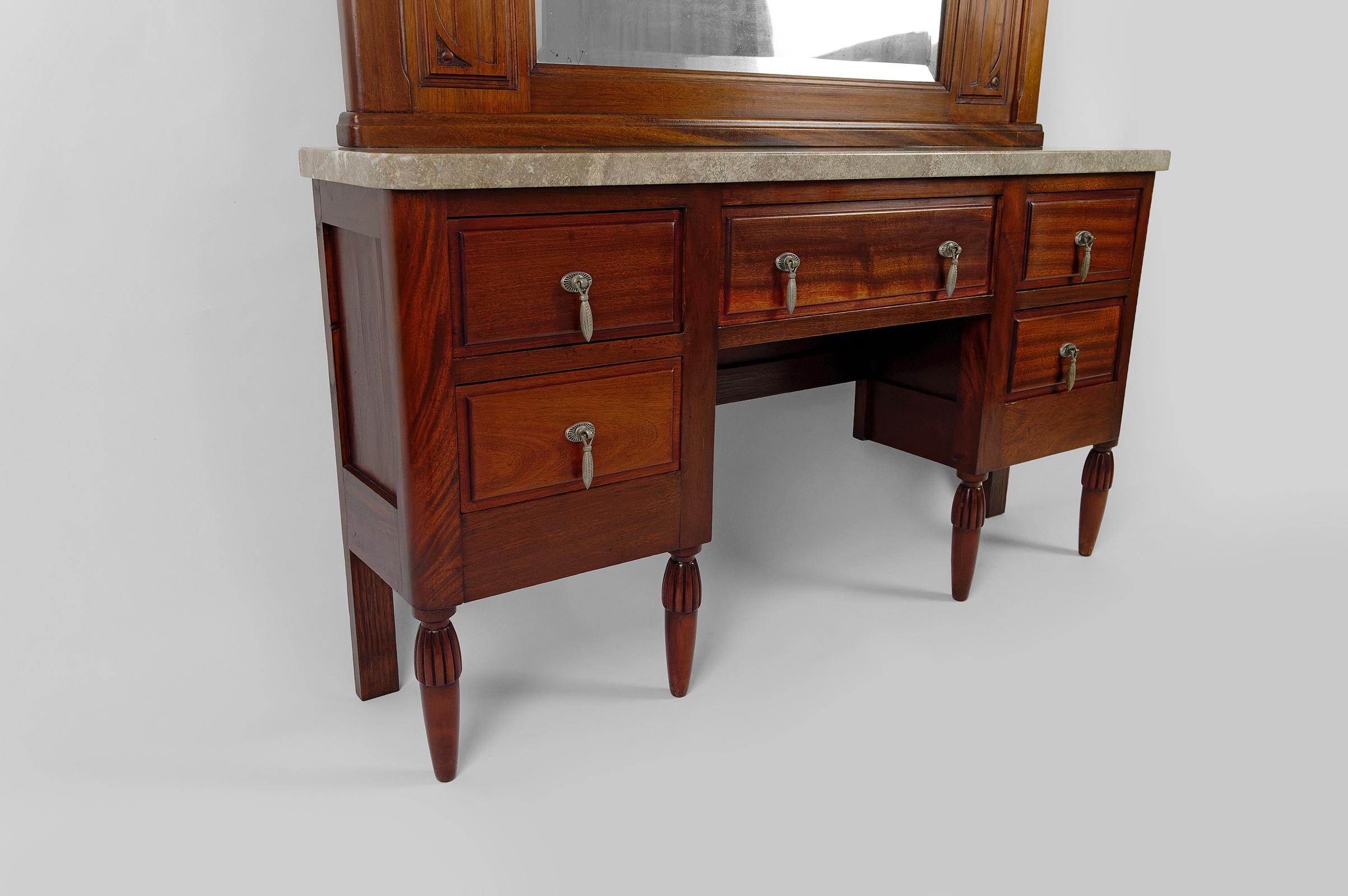Art Deco Entrance Console with Mirror, France, circa 1928 In Good Condition For Sale In VÉZELAY, FR