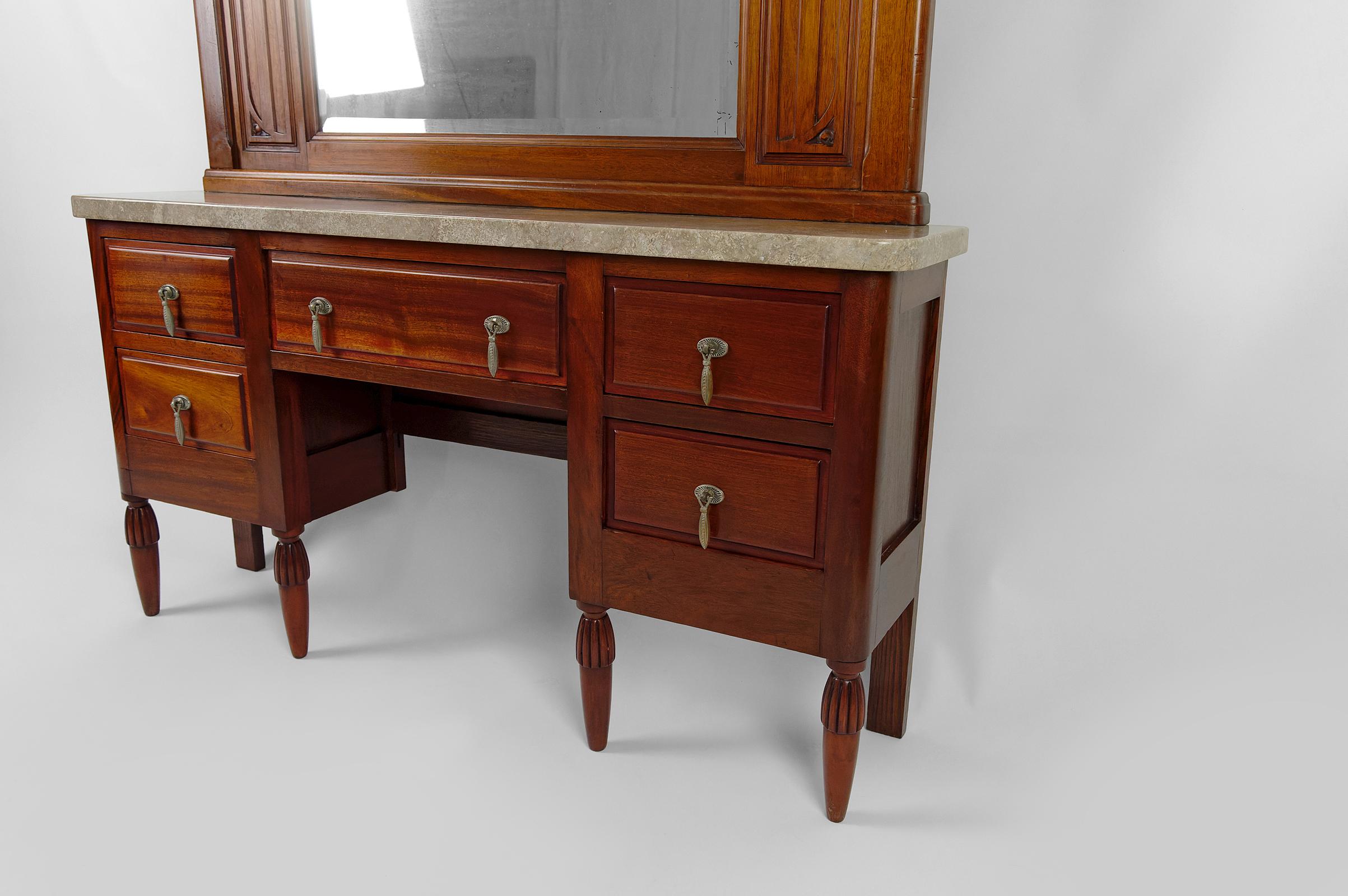 Bronzo Console d'ingresso Art Deco con specchio, Francia, 1928 circa in vendita