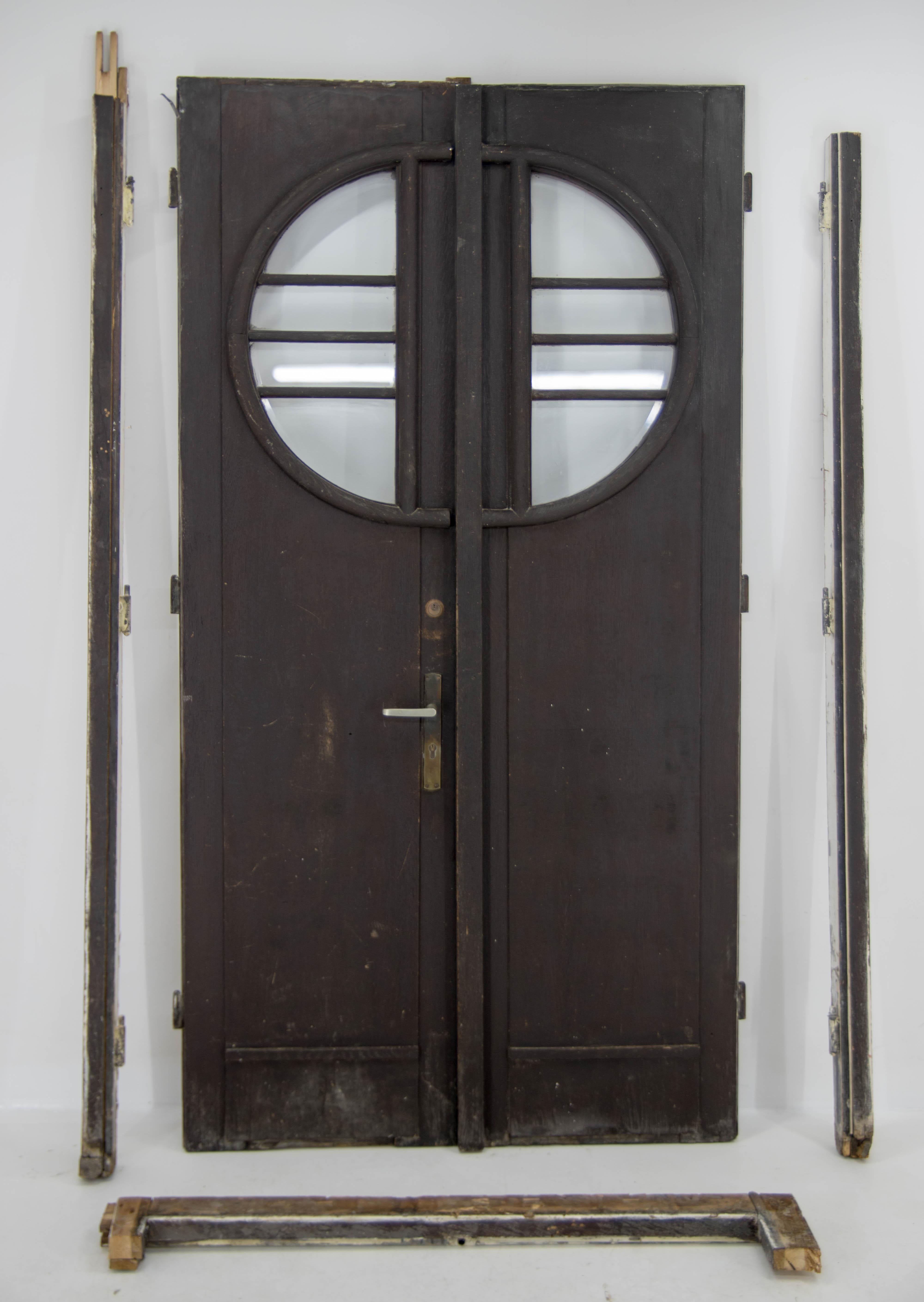 Art-Déco-Eingangs-Doppeltüren, 1930er Jahre im Angebot 10