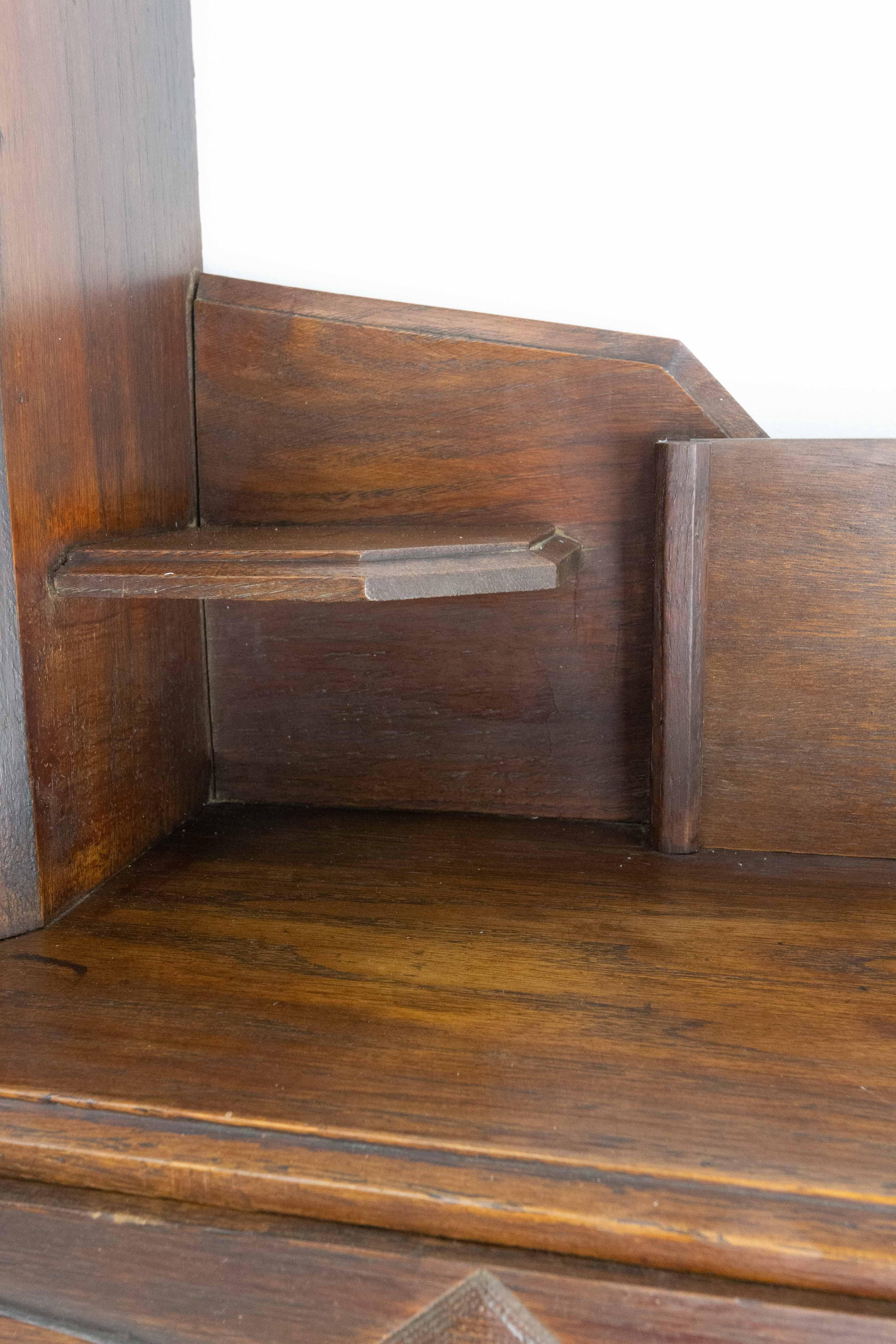 Art Deco Entry Shelf with Cabinet and Drawers Swiss Alp Style, French, 1930 For Sale 4