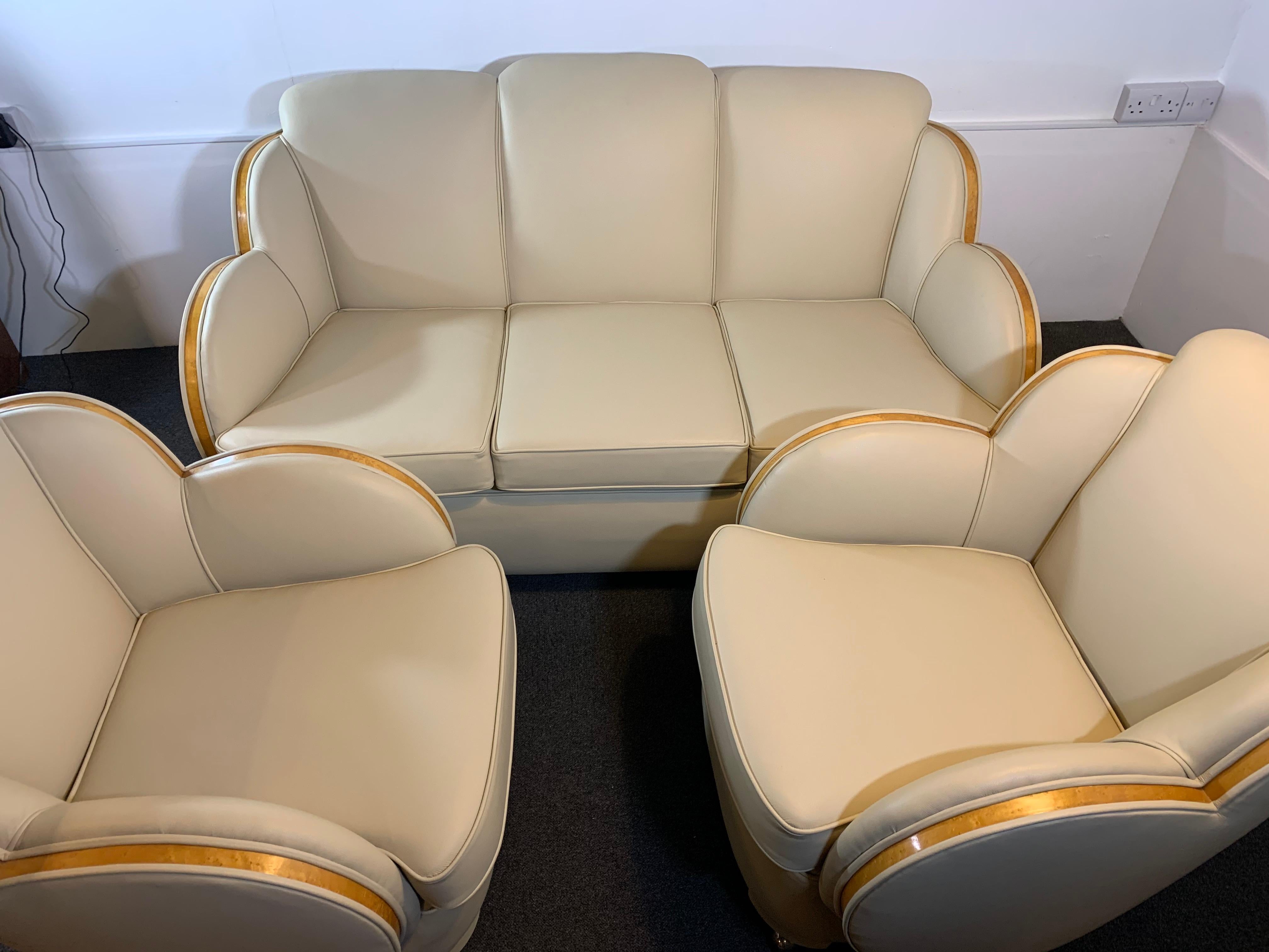 Art Deco Epstein Cloud Sofa and Armchairs For Sale 6