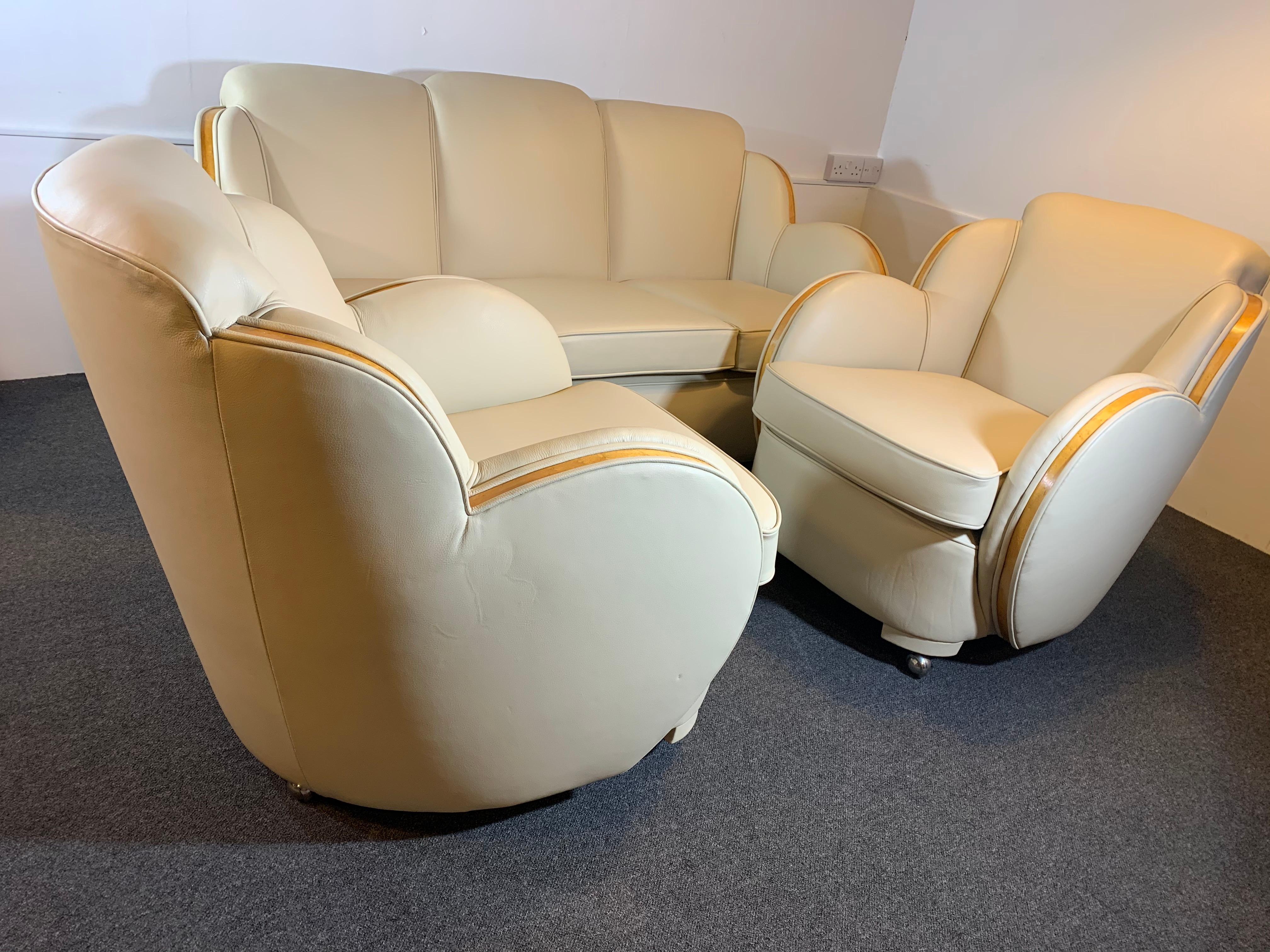 Art Deco Epstein Cloud Sofa and Armchairs For Sale 7