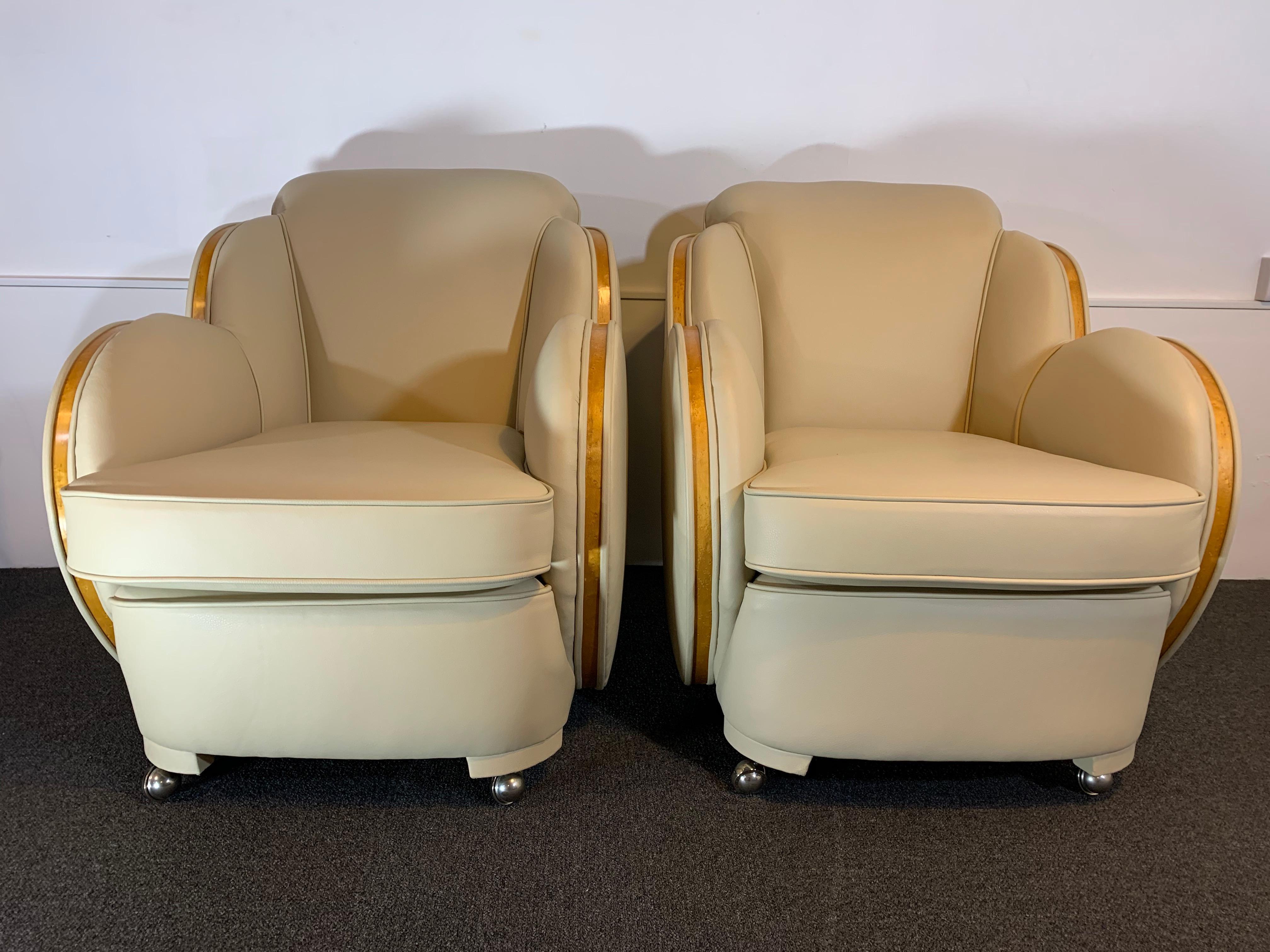 English Art Deco Epstein Cloud Sofa and Armchairs For Sale