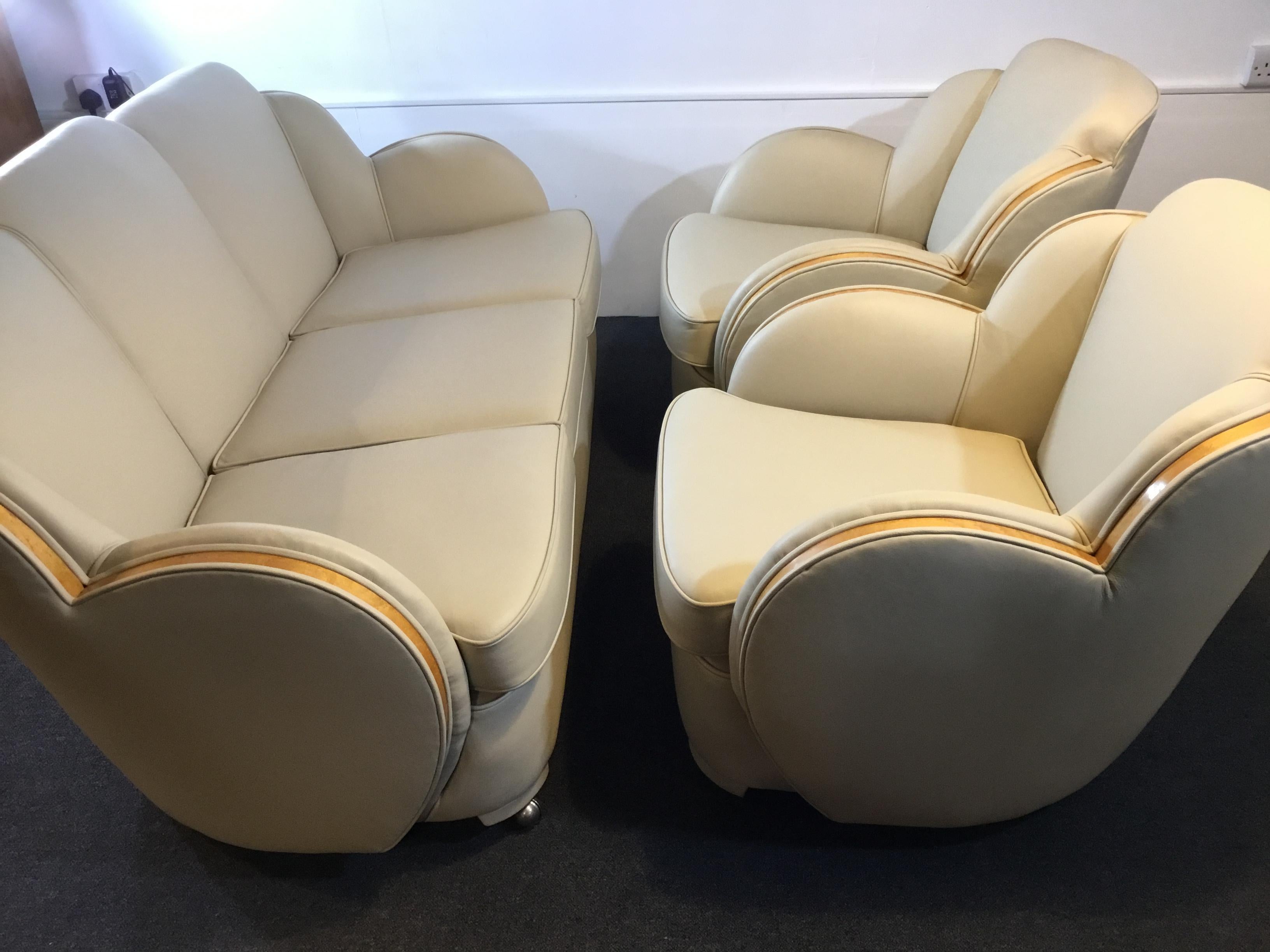 Mid-20th Century Art Deco Epstein Cloud Sofa and Armchairs For Sale