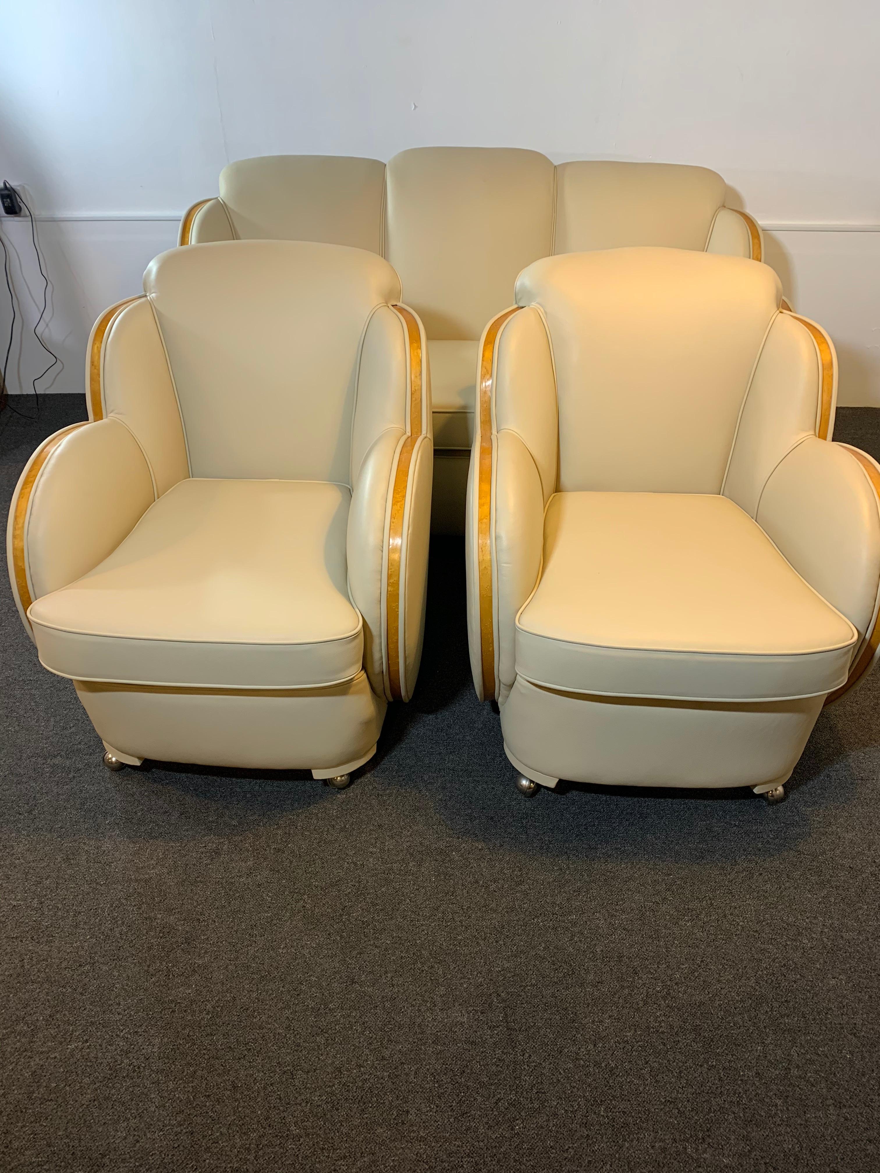 Art Deco Epstein Cloud Sofa and Armchairs For Sale 1