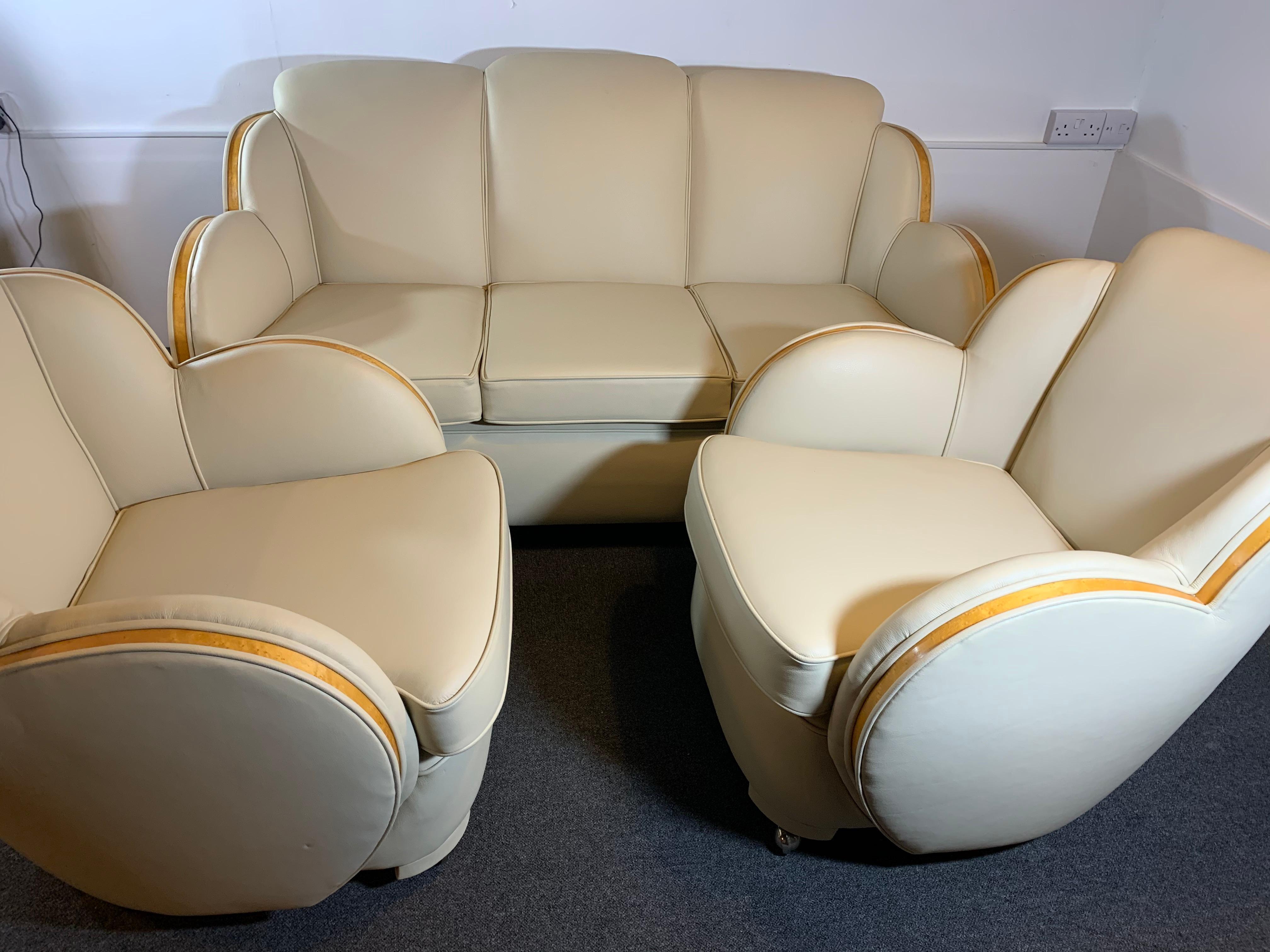 Art Deco Epstein Cloud Sofa and Armchairs For Sale 3