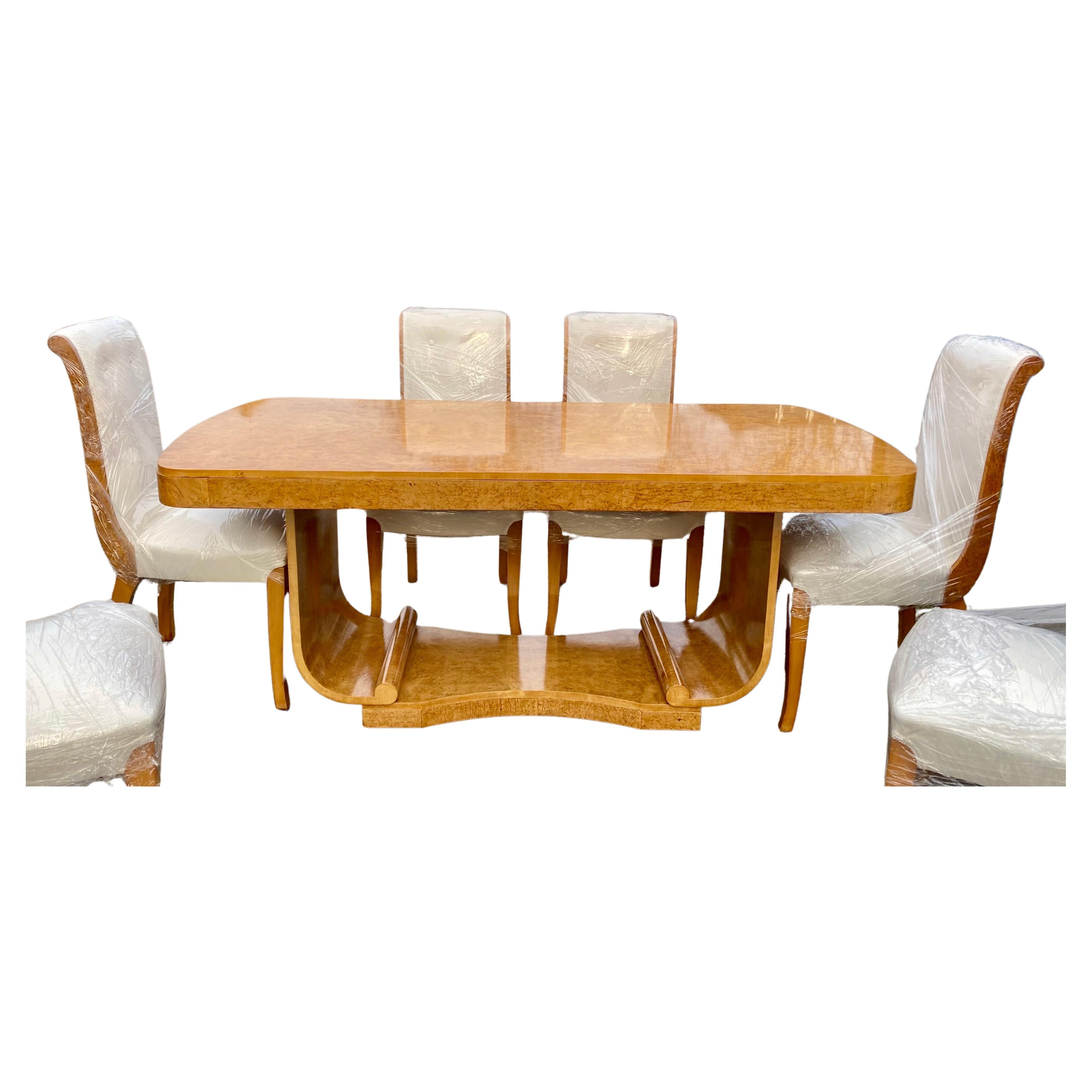 Art Deco Epstein Dining Suite Table, 6 Chairs & Matching Cocktail Sideboard  For Sale 9