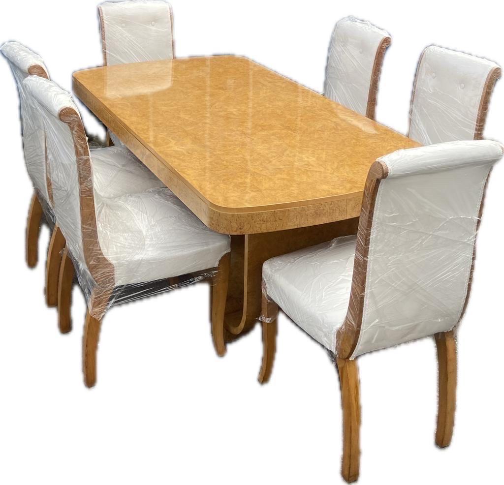 Art Deco Epstein Dining Suite Table, 6 Chairs & Matching Cocktail Sideboard  In Excellent Condition For Sale In London, GB