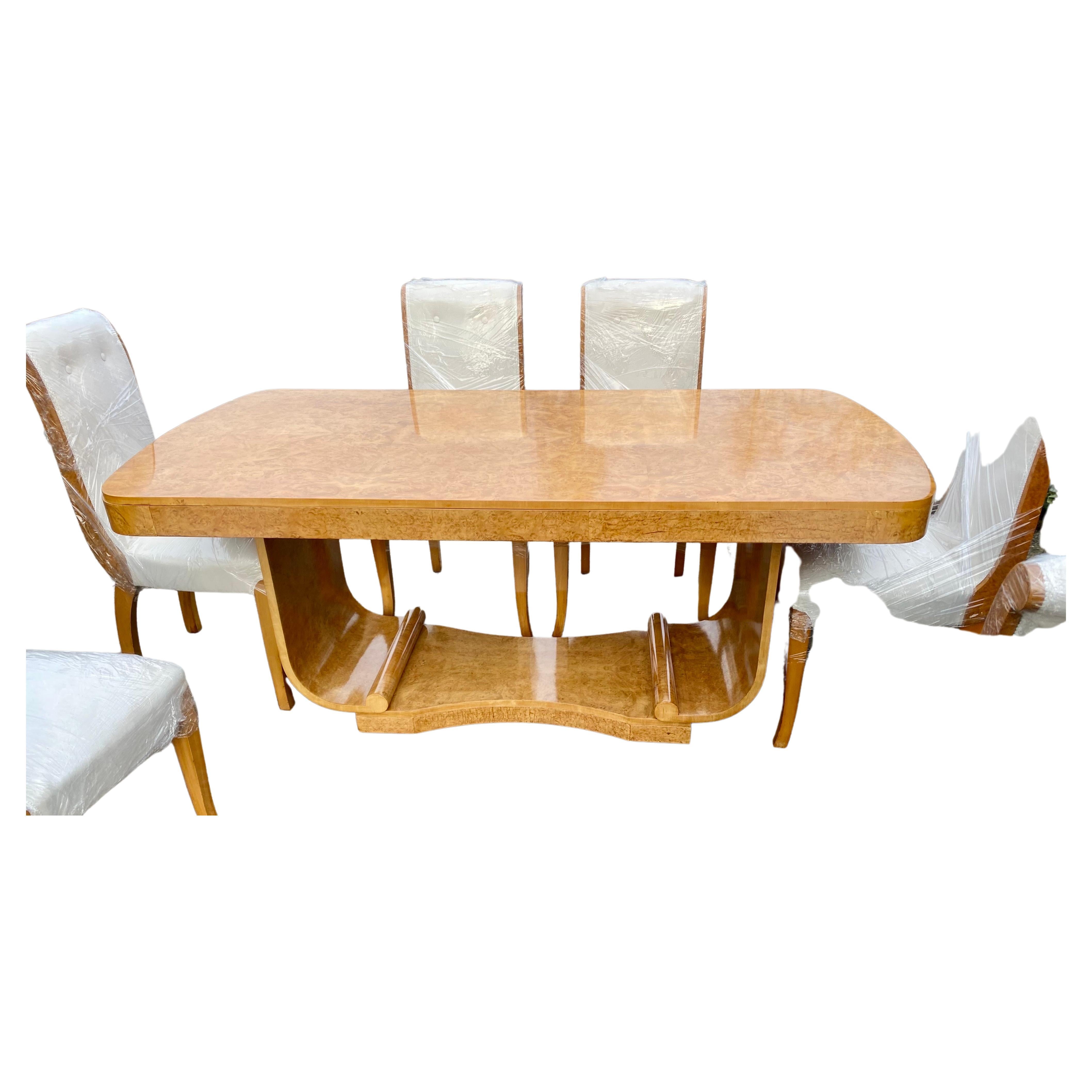 Art Deco Epstein Dining Suite Table, 6 Chairs & Matching Cocktail Sideboard  For Sale 1
