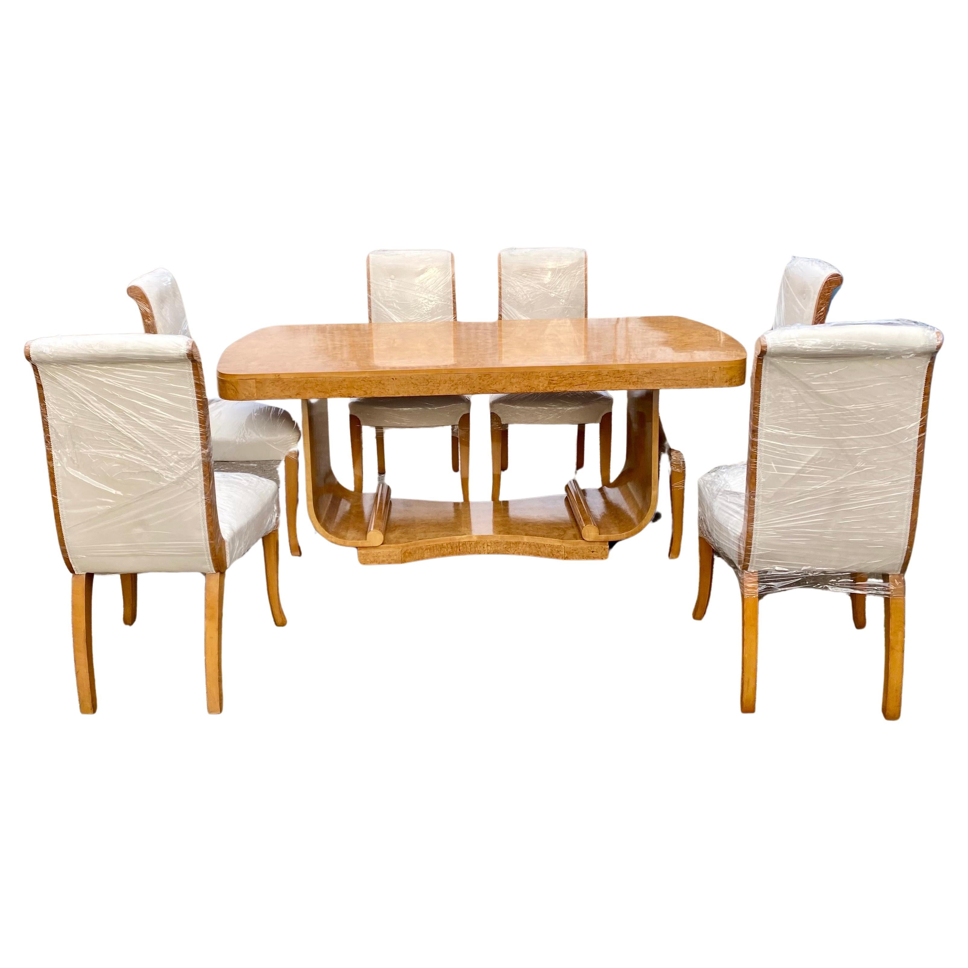 Art Deco Epstein Dining Suite Table, 6 Chairs & Matching Cocktail Sideboard 