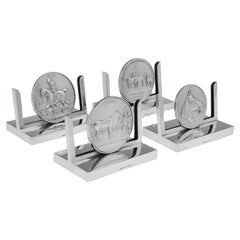 Ensemble de 4 porte-menu Art Déco en argent sterling d'intérêt équestre Mappin & Webb