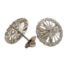Art Deco Era 1.00 carat Diamonds  Platinum Earrings