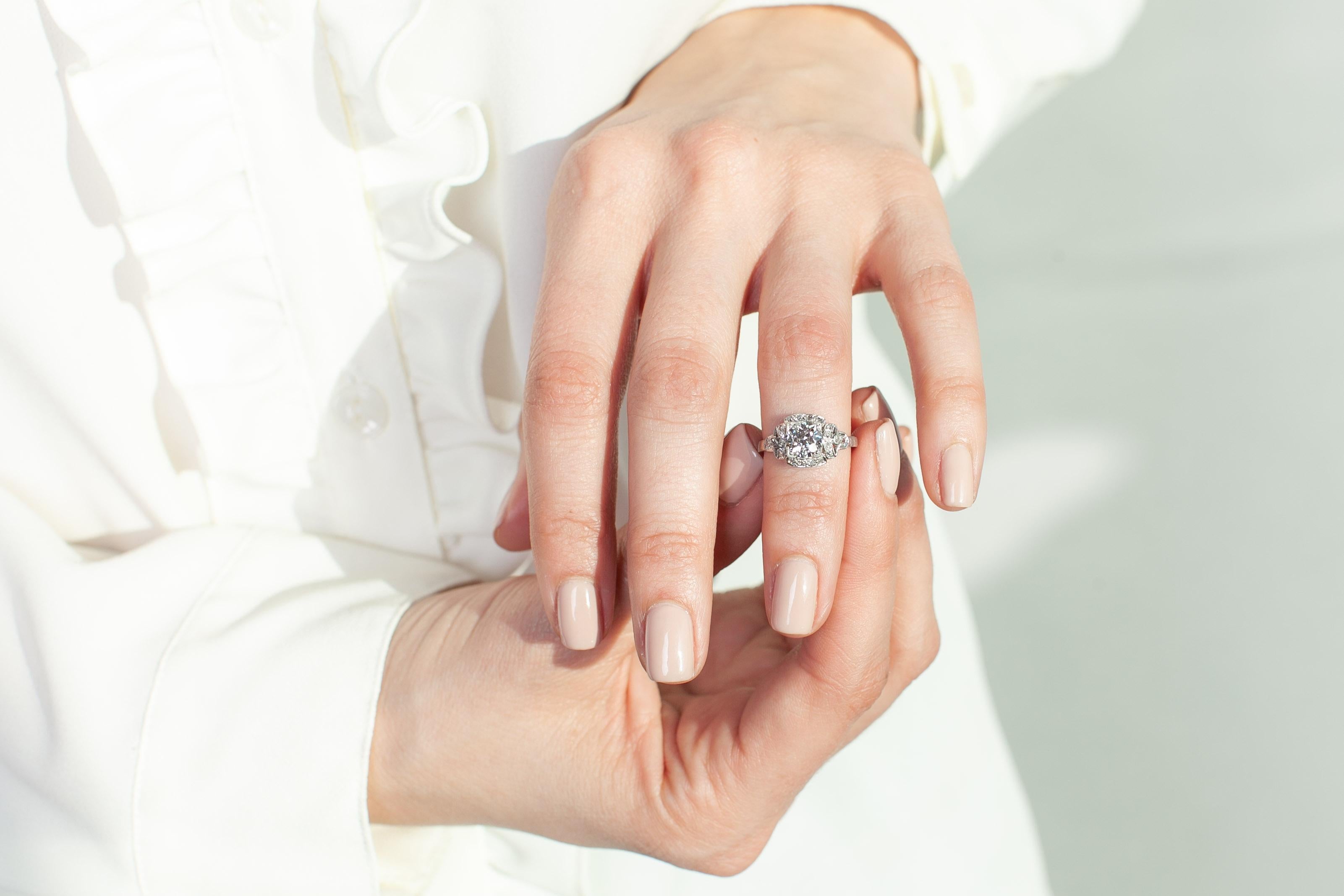 Women's Art Deco Era 1.32 Carat Old European Cut Diamond Tiffany & Co. Engagement Ring