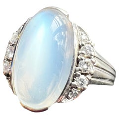 Art Deco era 18K gold moonstone and diamond ring