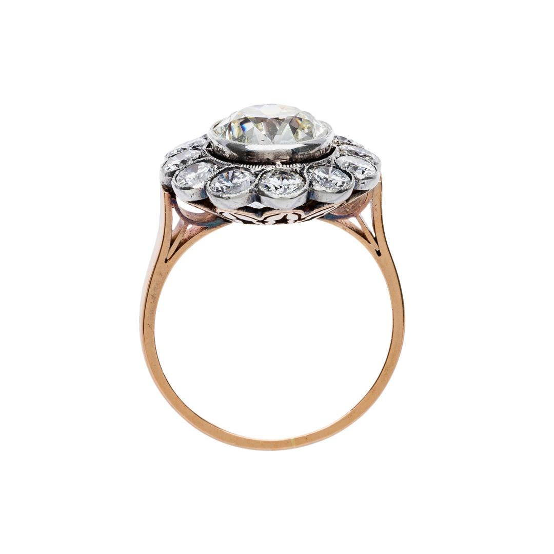 Victorian Art Deco Era 2.80 Carat Diamond Cluster Halo Engagement Ring