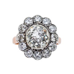 Art Deco Era 2.80 Carat Diamond Cluster Halo Engagement Ring