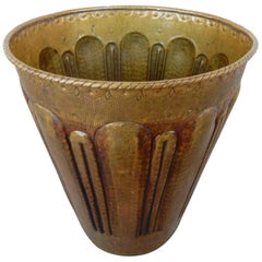 Art Deco Era Artisan Hammered Brass Cachepot