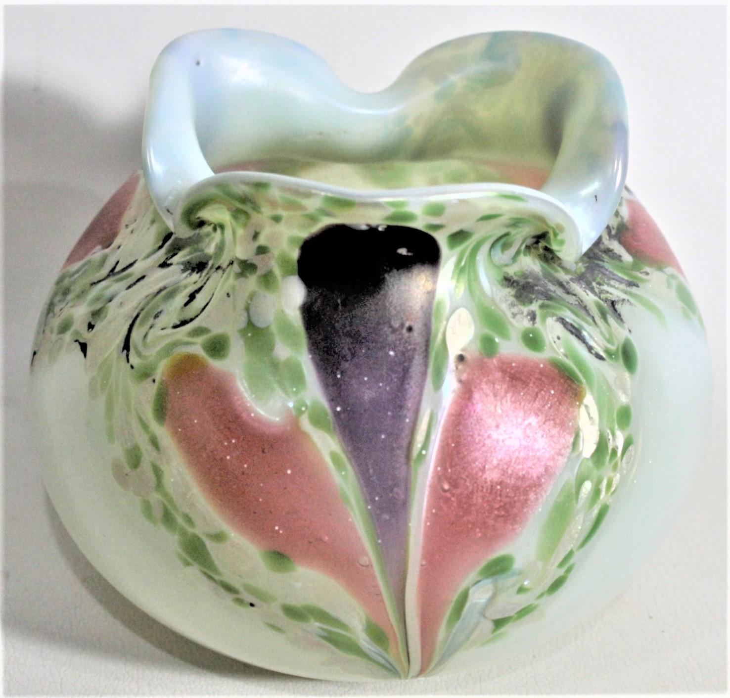 20th Century Art Deco Era Austrian Multicolored Handcrafted Art Glass Vase For Sale