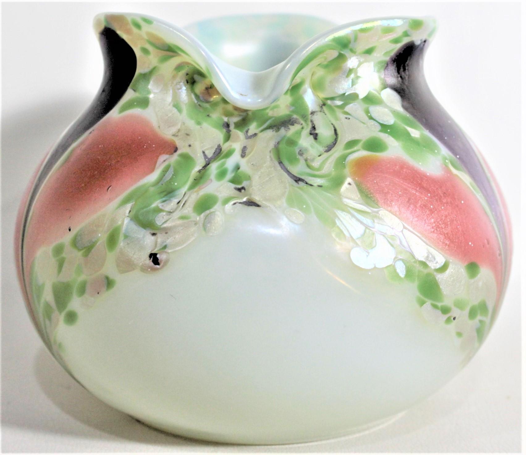 Art Deco Era Austrian Multicolored Handcrafted Art Glass Vase For Sale 1
