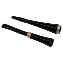 Art Deco Era Bakelite Cigarette Holder Pair with Decorative Finishes