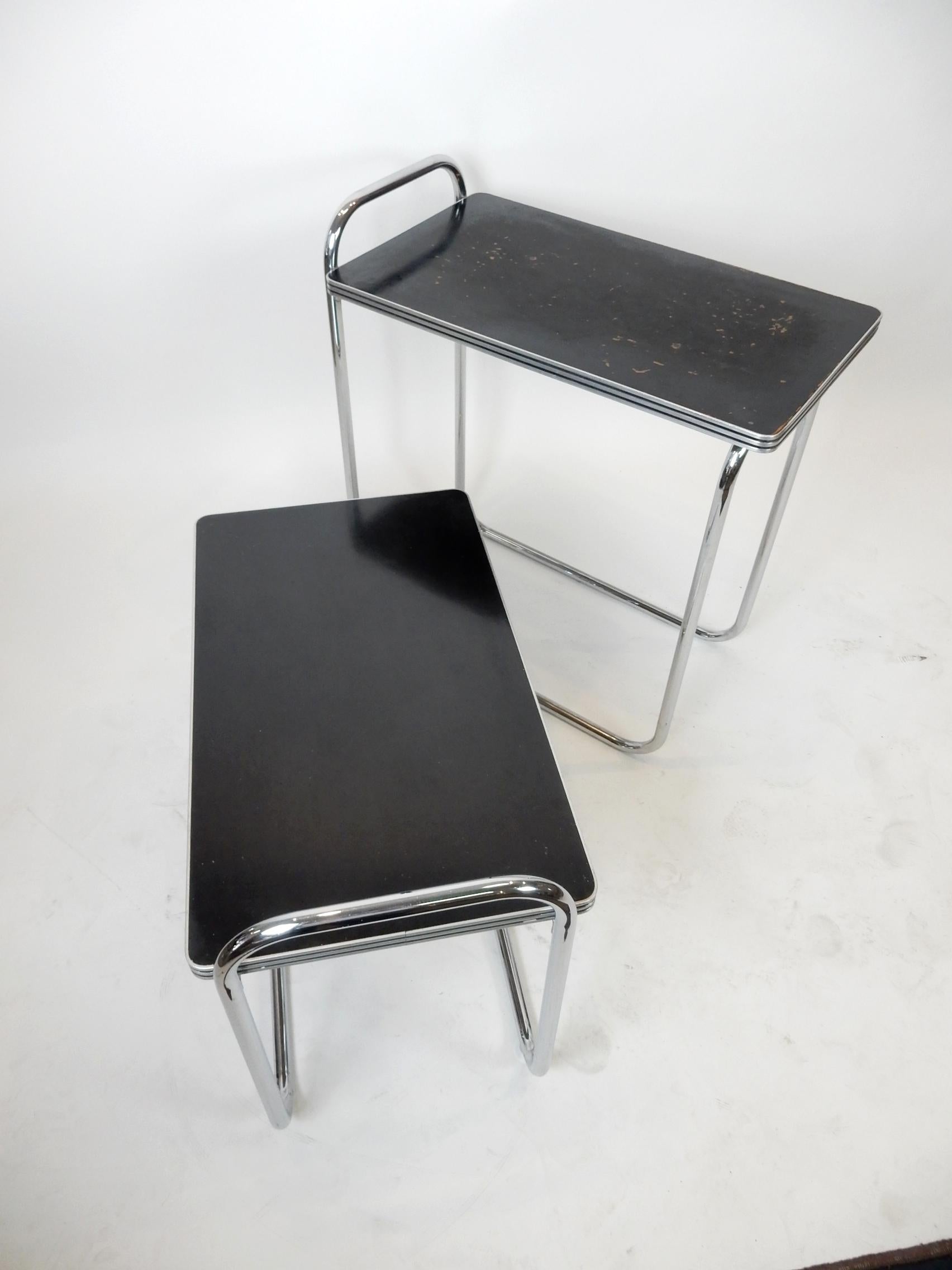 Art Deco Era Chrome Nesting Tables Gilbert Rohde design for Troy Sunshade Co. For Sale 1