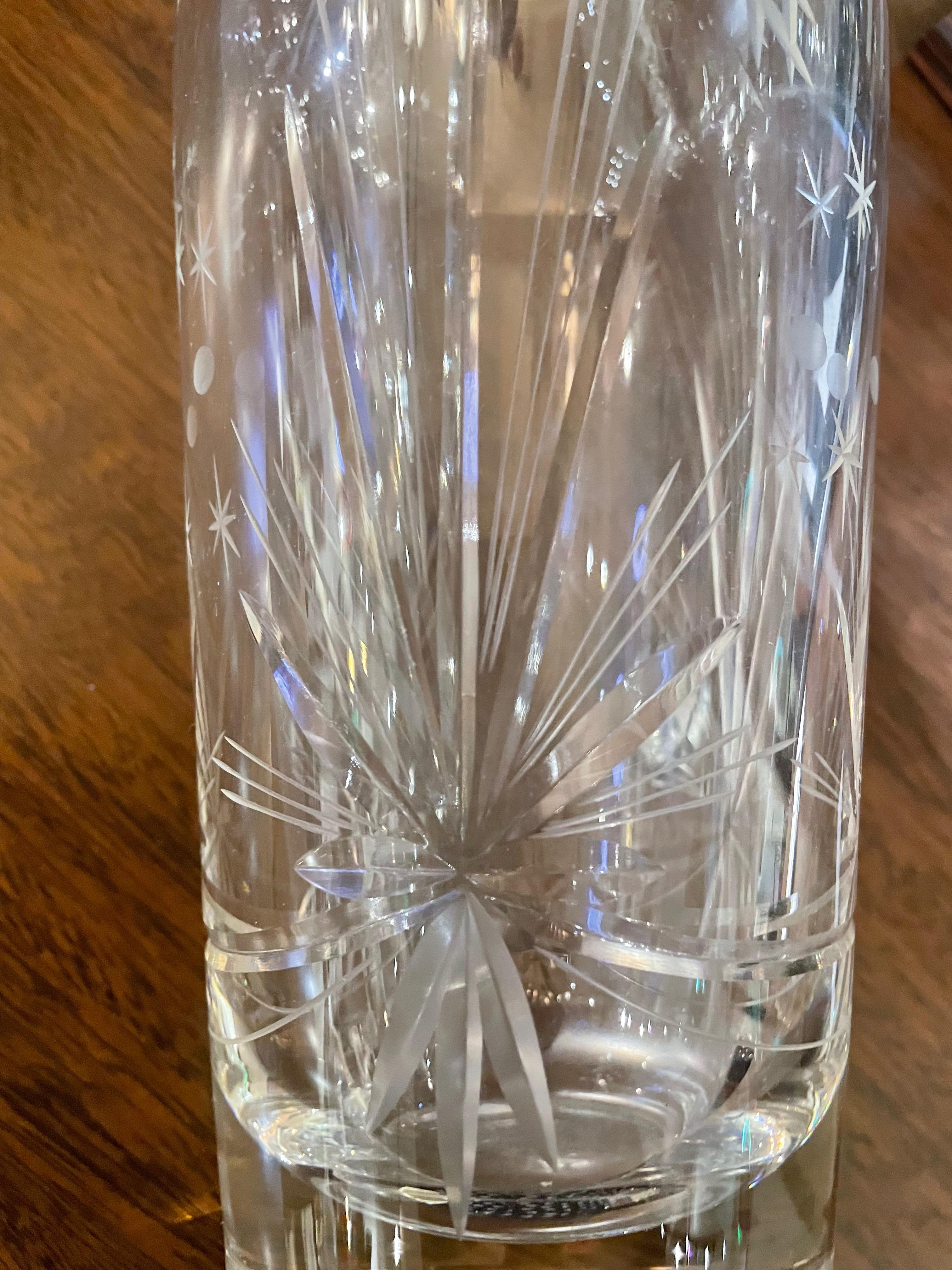 Czech Art Deco Era Cocktail Shaker Silver Topped Crystal For Sale
