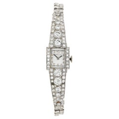 Antique Art Deco-Era Diamond and Iridium Platinum Wristwatch