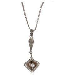 Art Deco Era Diamond Pendant 14K White 
Yellow Gold