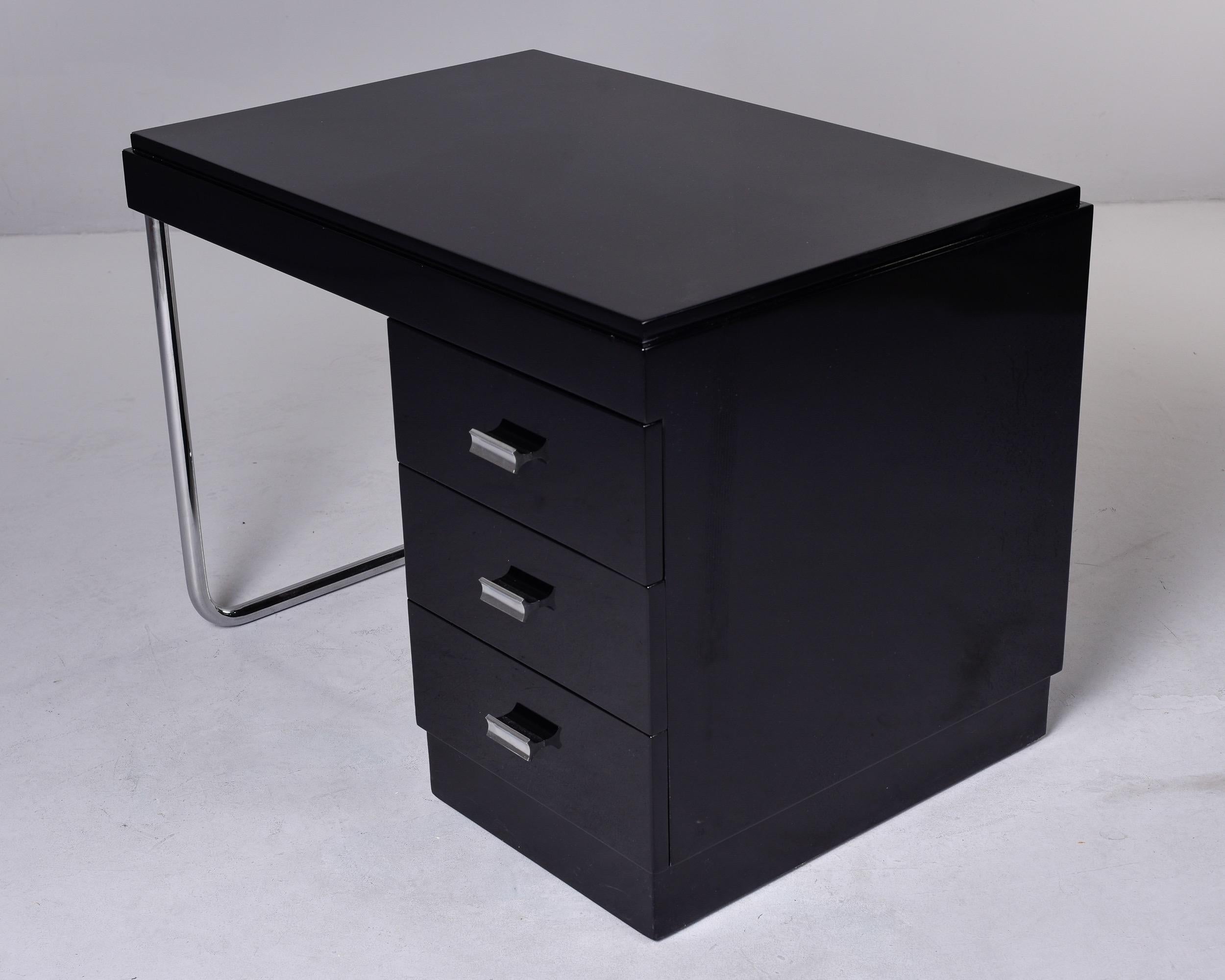 Art Deco Era Ebonised Desk with Stainless Frame For Sale 9