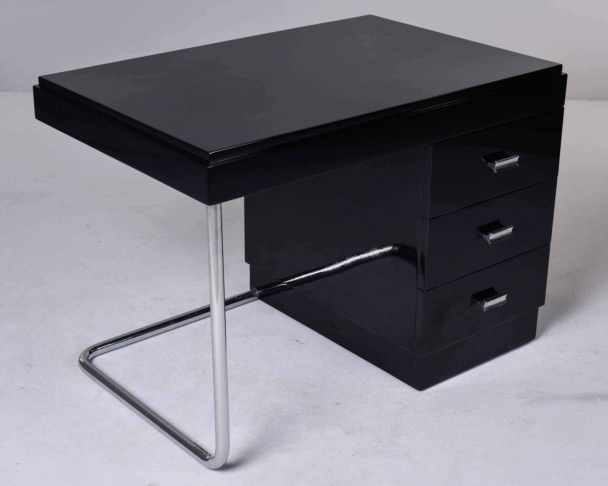 20th Century Art Deco Era Ebonised Desk with Stainless Frame For Sale