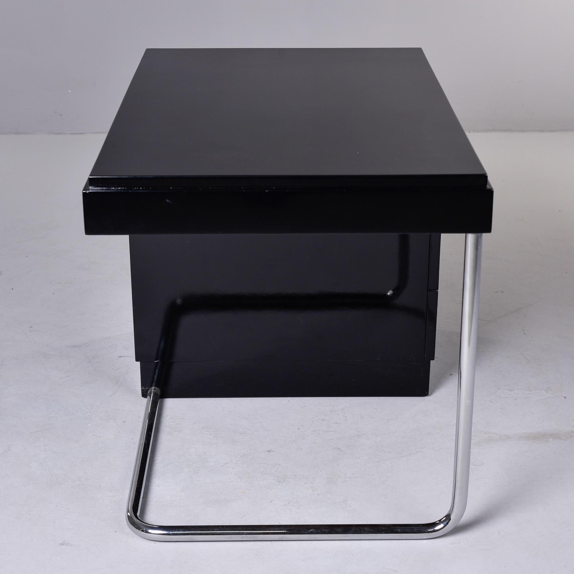 Art Deco Era Ebonised Desk with Stainless Frame For Sale 1