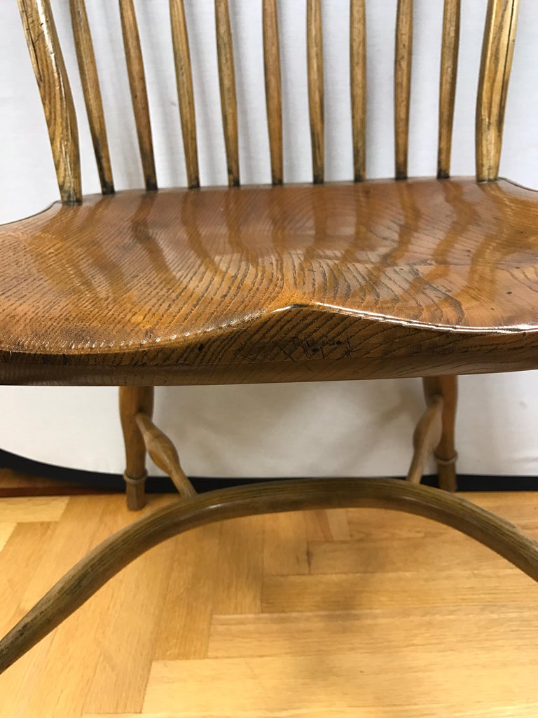 English Handcrafted Oak Wood Windsor Spindle Back Dining Chairs at 1stDibs