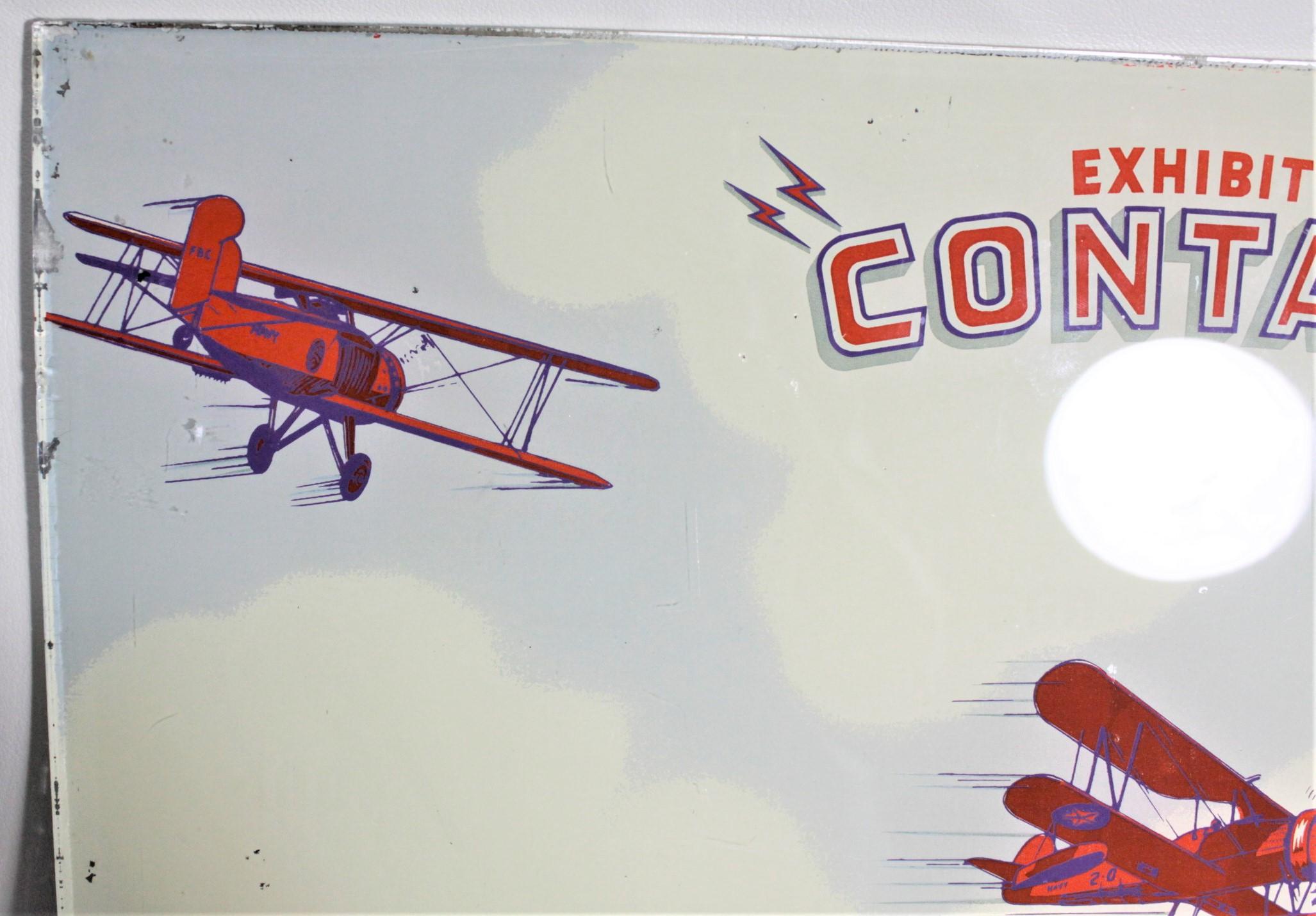Art déco Verre de l'époque Art Déco « Expo's Contact » ( contact de l'exposition) - Pinball Machine Back - Military Aircraft en vente