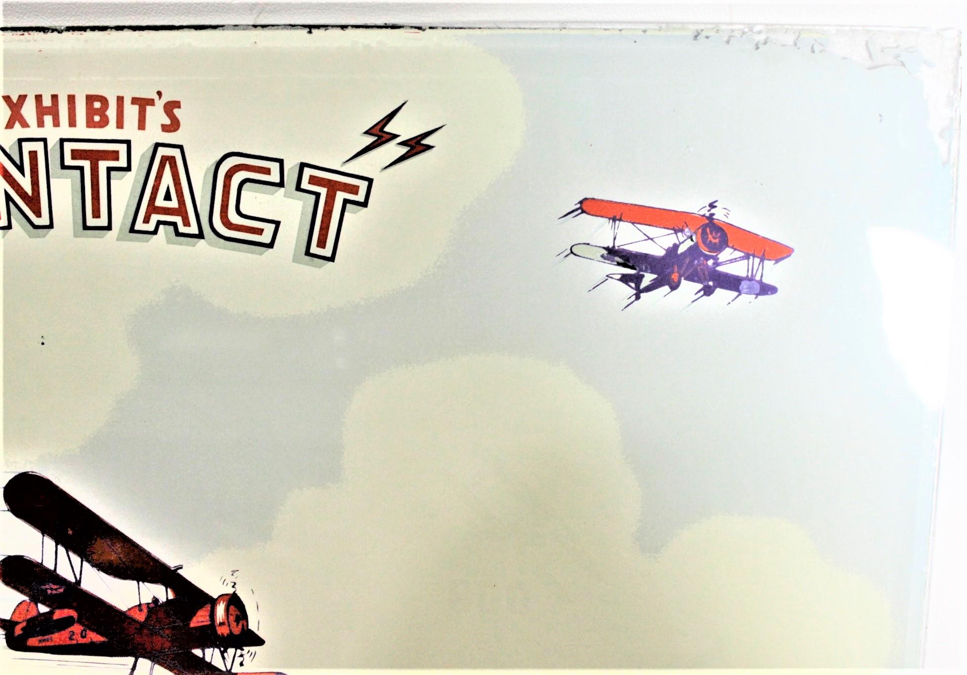 Peint Verre de l'époque Art Déco « Expo's Contact » ( contact de l'exposition) - Pinball Machine Back - Military Aircraft en vente
