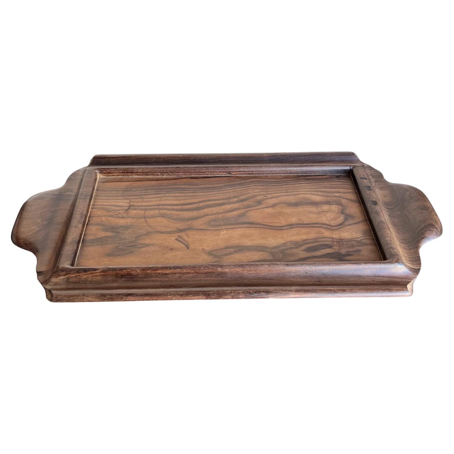 Art Deco Hand Painted Wood Tray Brown Color France 1940 For Sale at 1stDibs