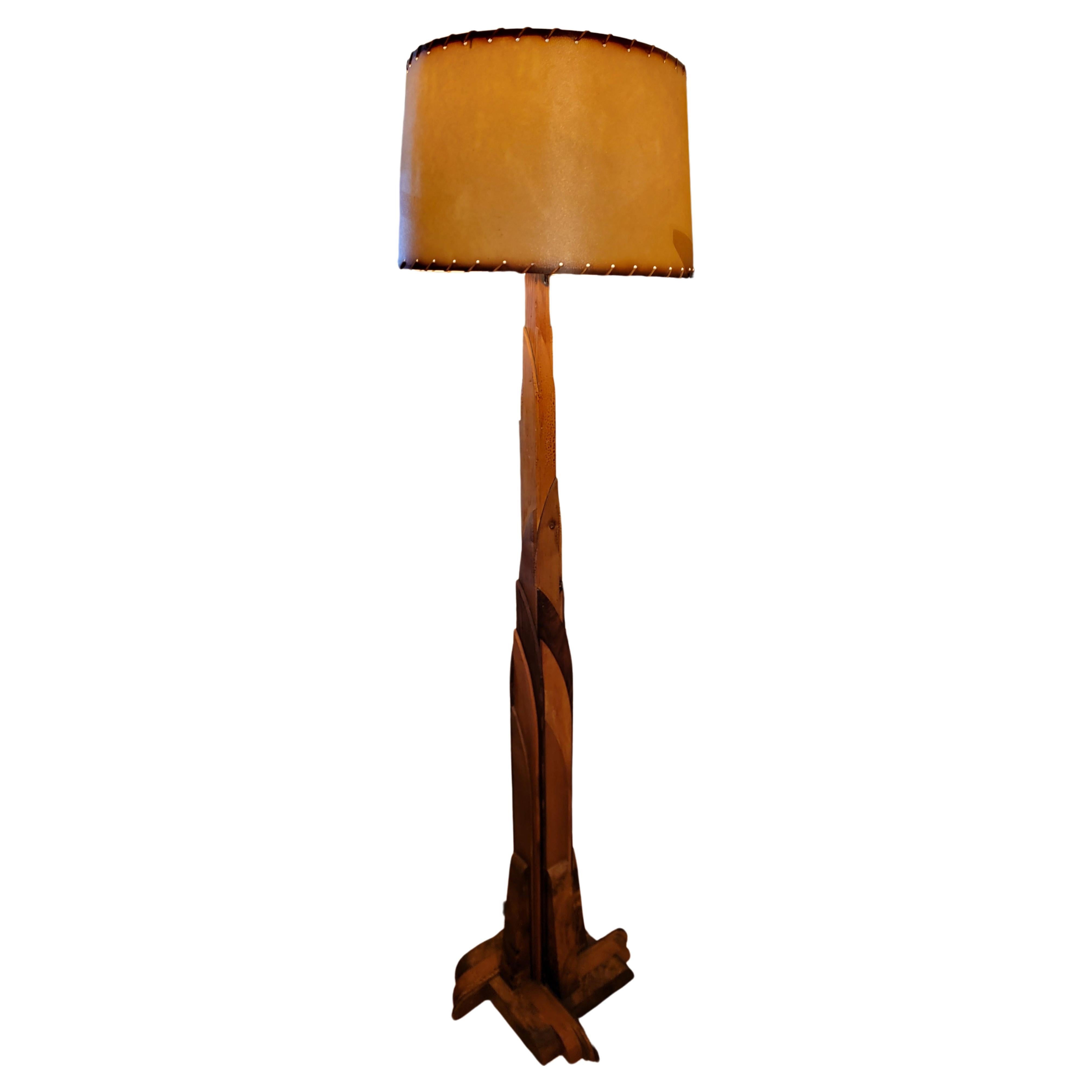 Art Deco Era Folk Art Floor Lamp