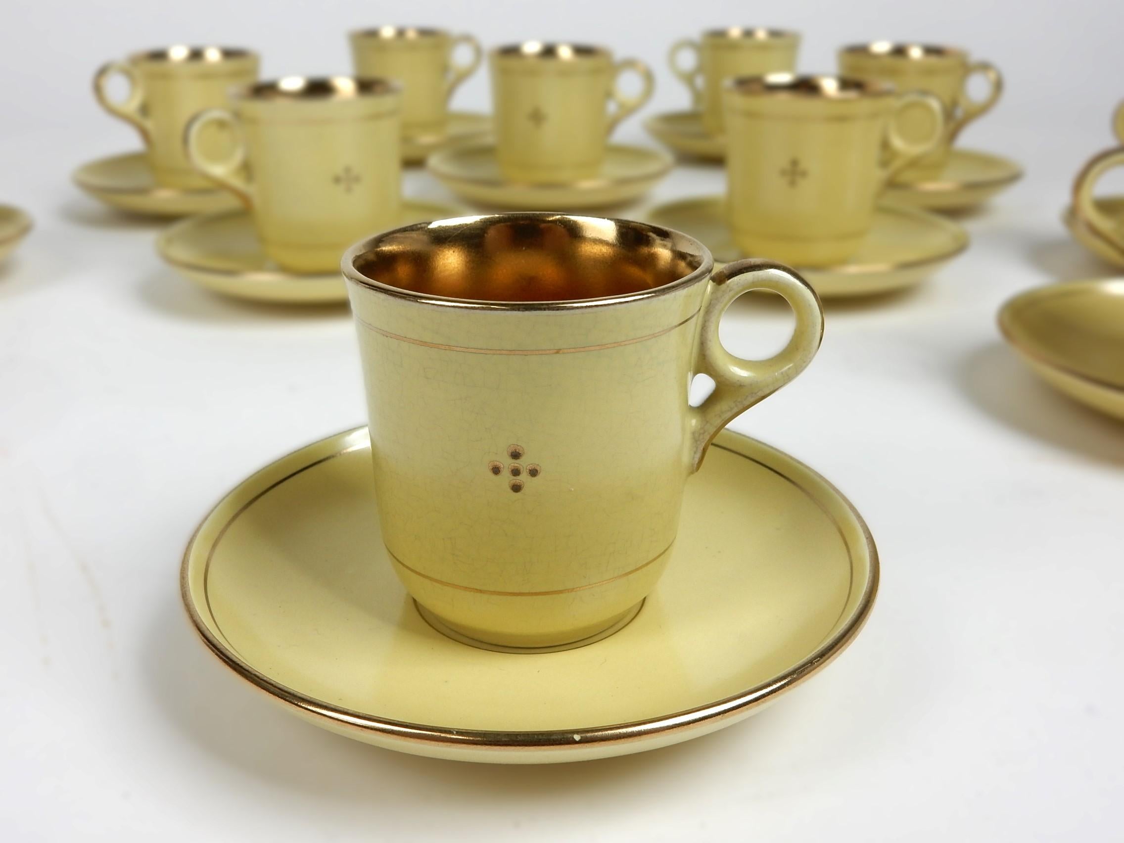 Art déco Art Déco GEFLE of Sweden Demitasse Espresso Cup & Saucer set of 11 en vente