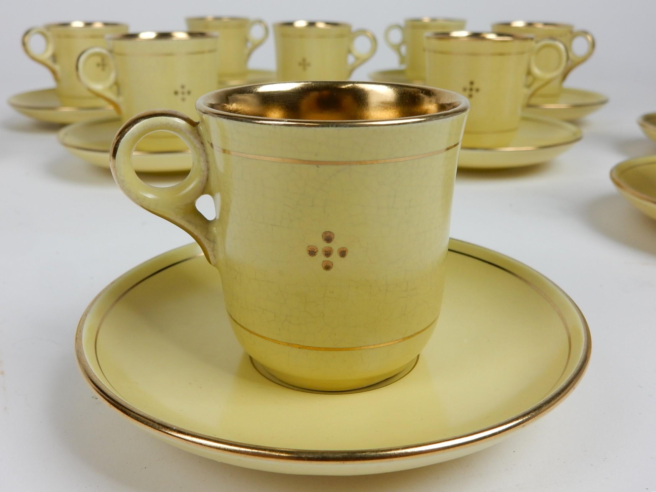 Art Déco GEFLE of Sweden Demitasse Espresso Cup & Saucer set of 11 Bon état - En vente à Las Vegas, NV