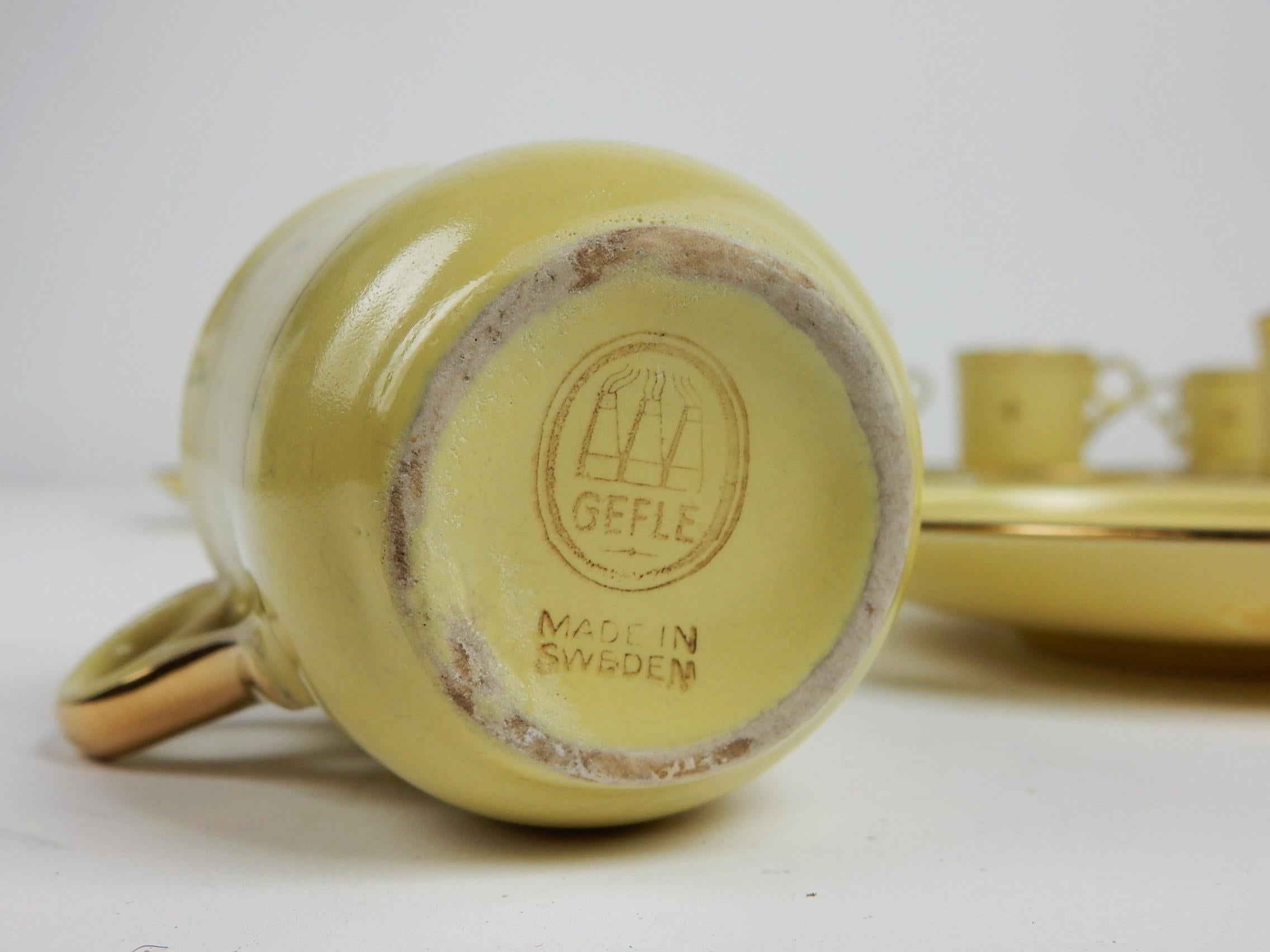 Milieu du XXe siècle Art Déco GEFLE of Sweden Demitasse Espresso Cup & Saucer set of 11 en vente