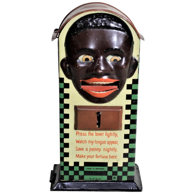 Art Deco Era German Tin Litho Mechanical Coin Bank For Sale at 1stDibs