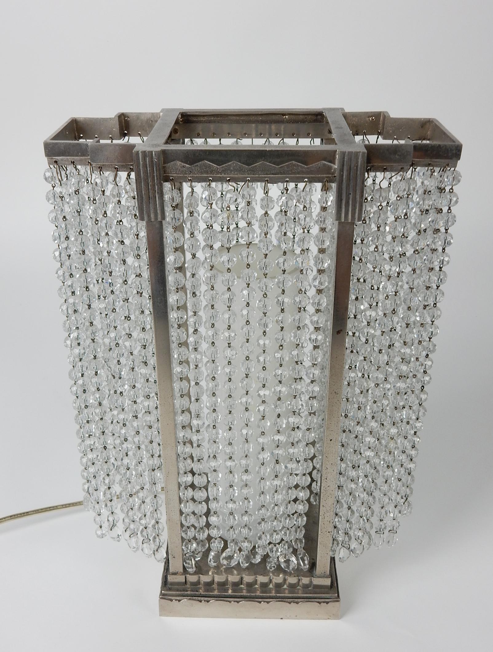 Art Deco Era Glass Bead Skyscraper Illuminare Lamp For Sale 5