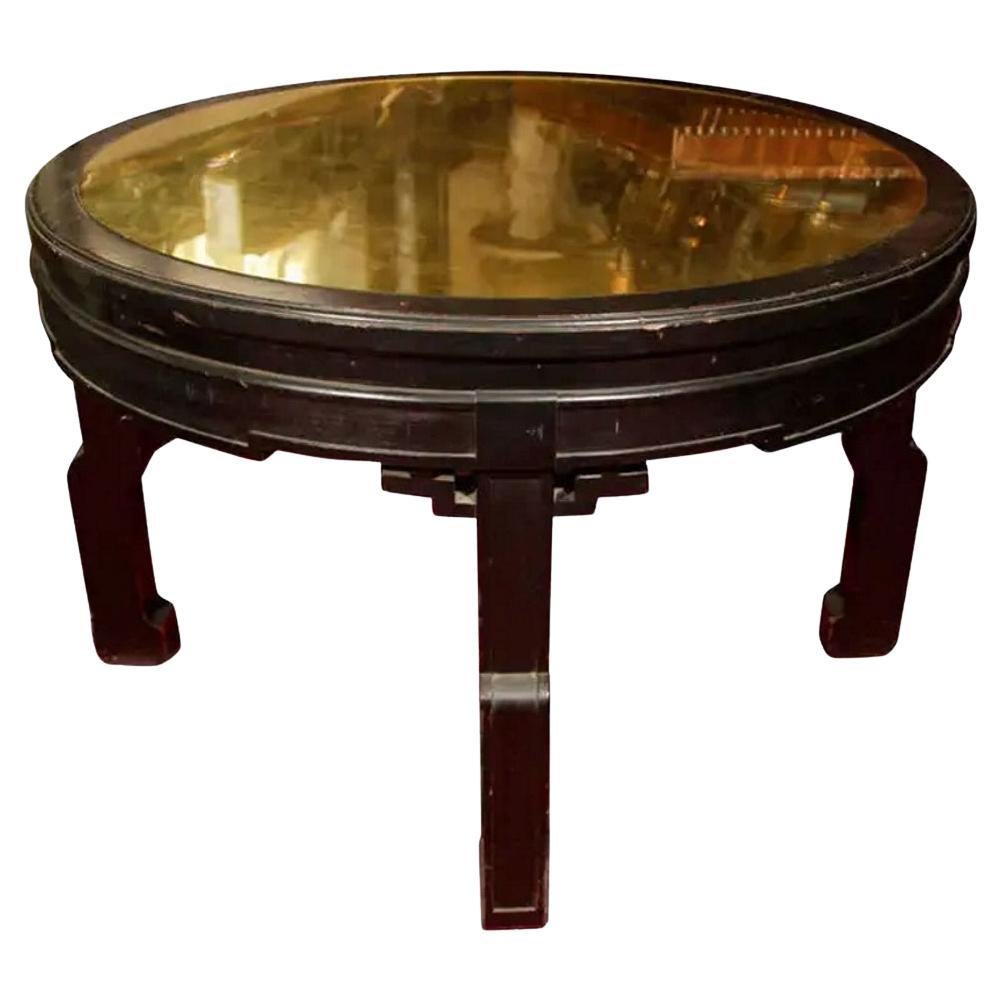 Art Deco Ära Glas, Blattgold & Holz Chinoiserie Couchtisch, CIRCA 1940s