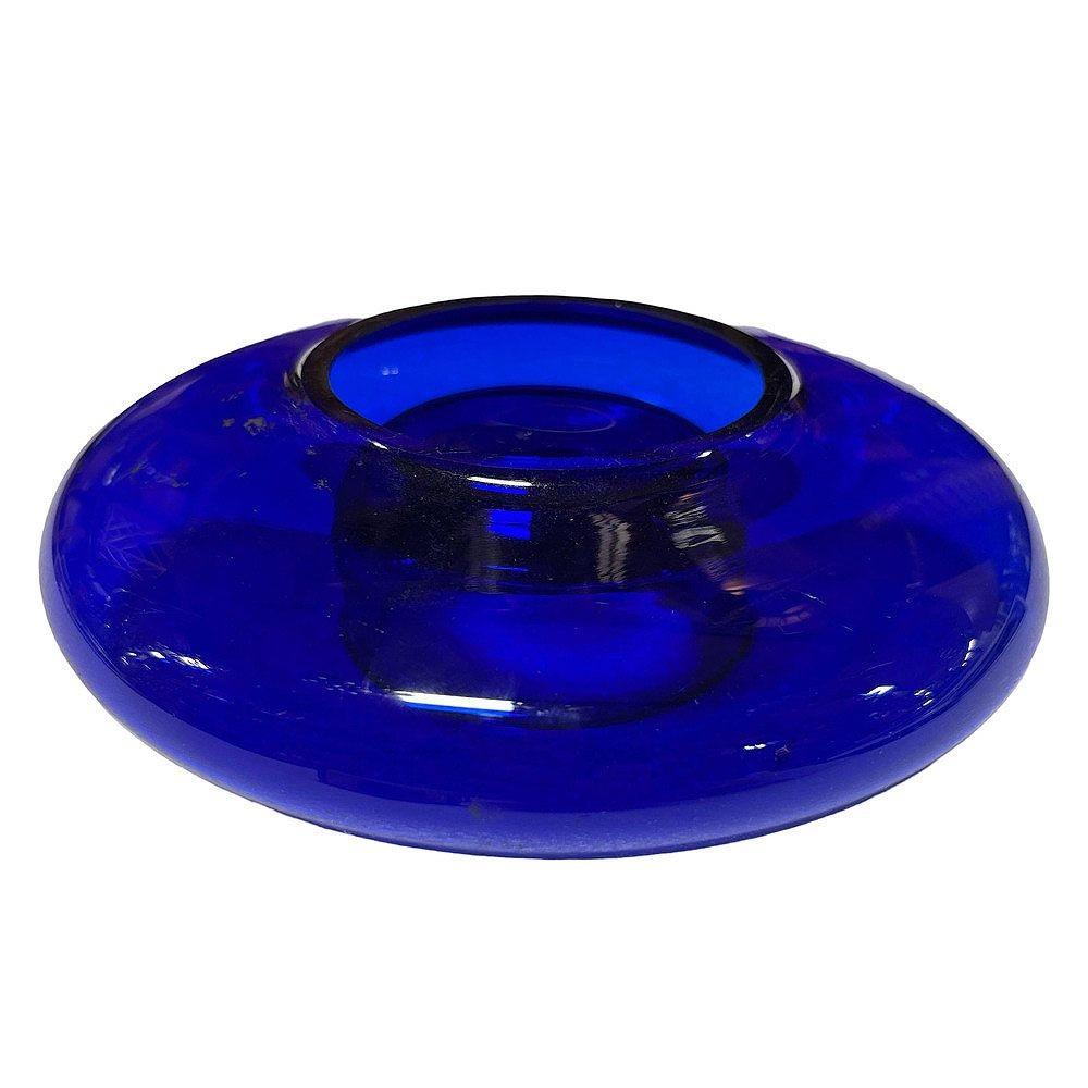 Jarrón redondo de vidrio soplado azul cobalto de la época Art Déco Estadounidense en venta