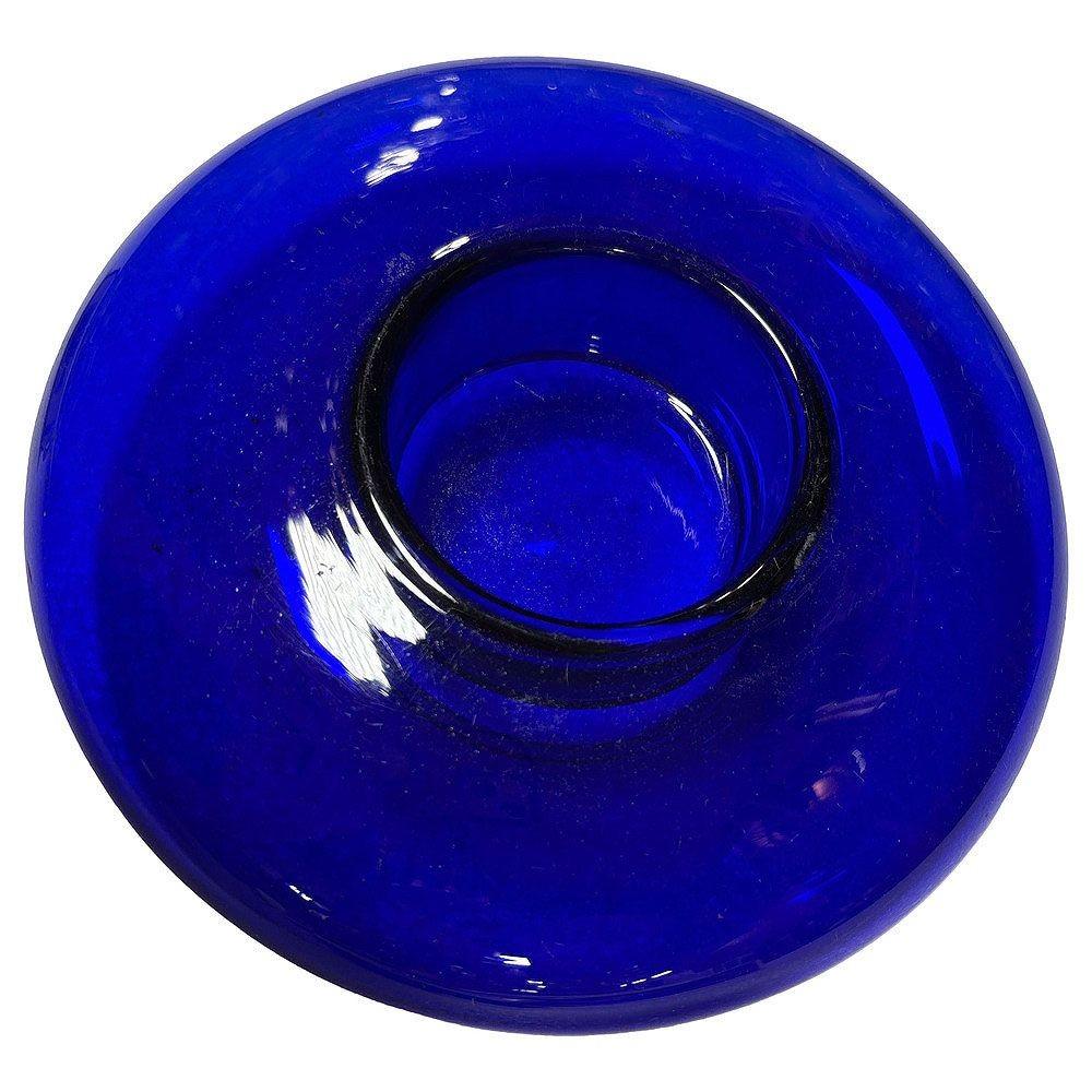 Jarrón redondo de vidrio soplado azul cobalto de la época Art Déco en Excelente estado para la venta en Van Nuys, CA