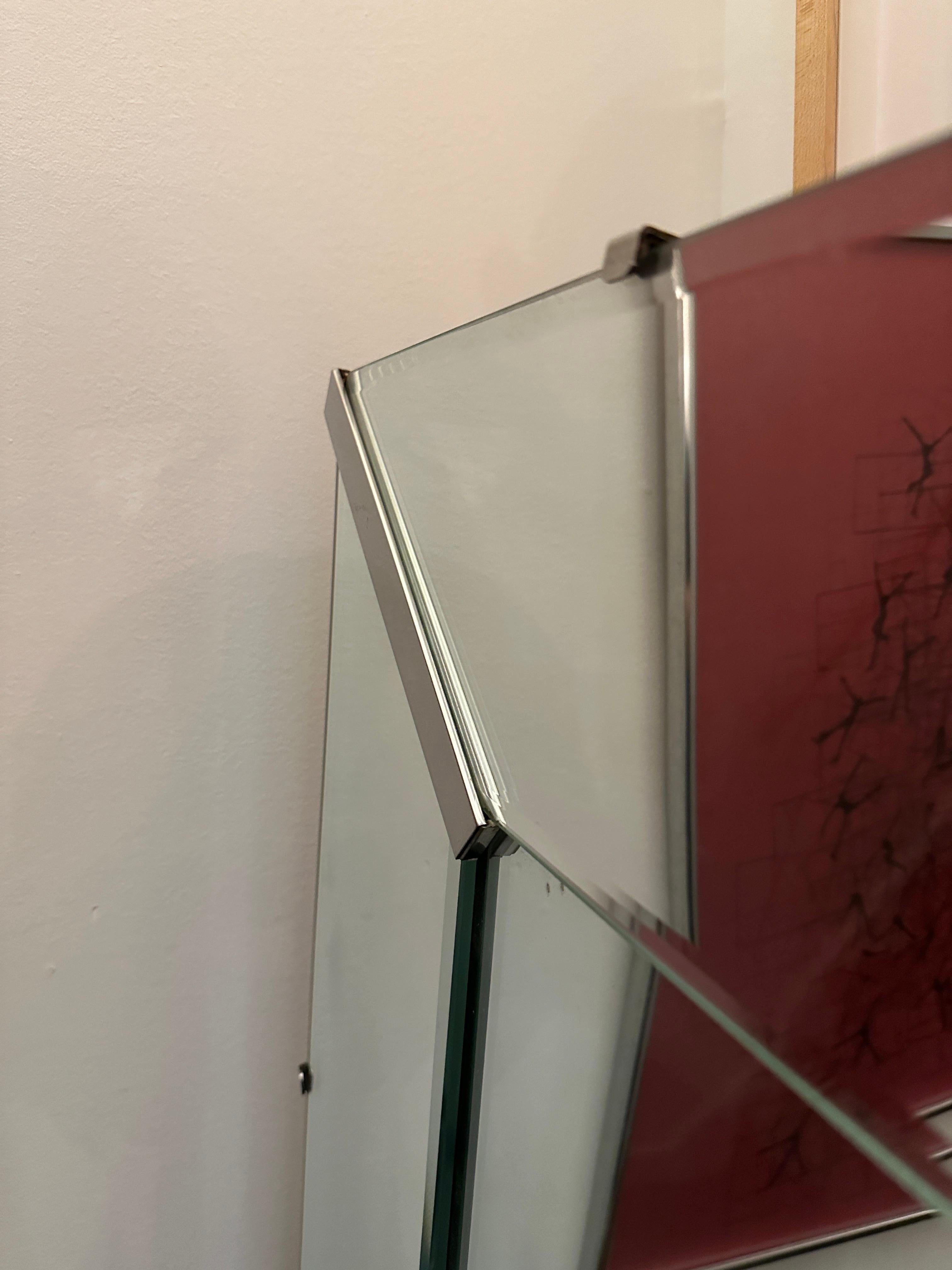 Americano Specchio con cornice in nichel di grandi dimensioni di epoca Art Deco Mirror in vendita